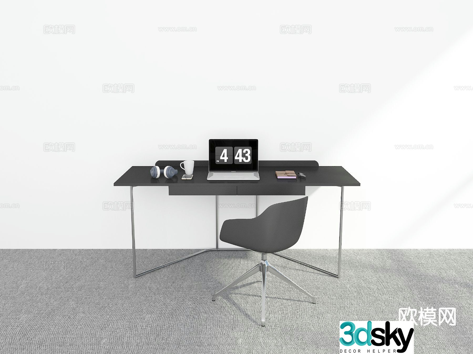 Modern desk computer desk 3d model