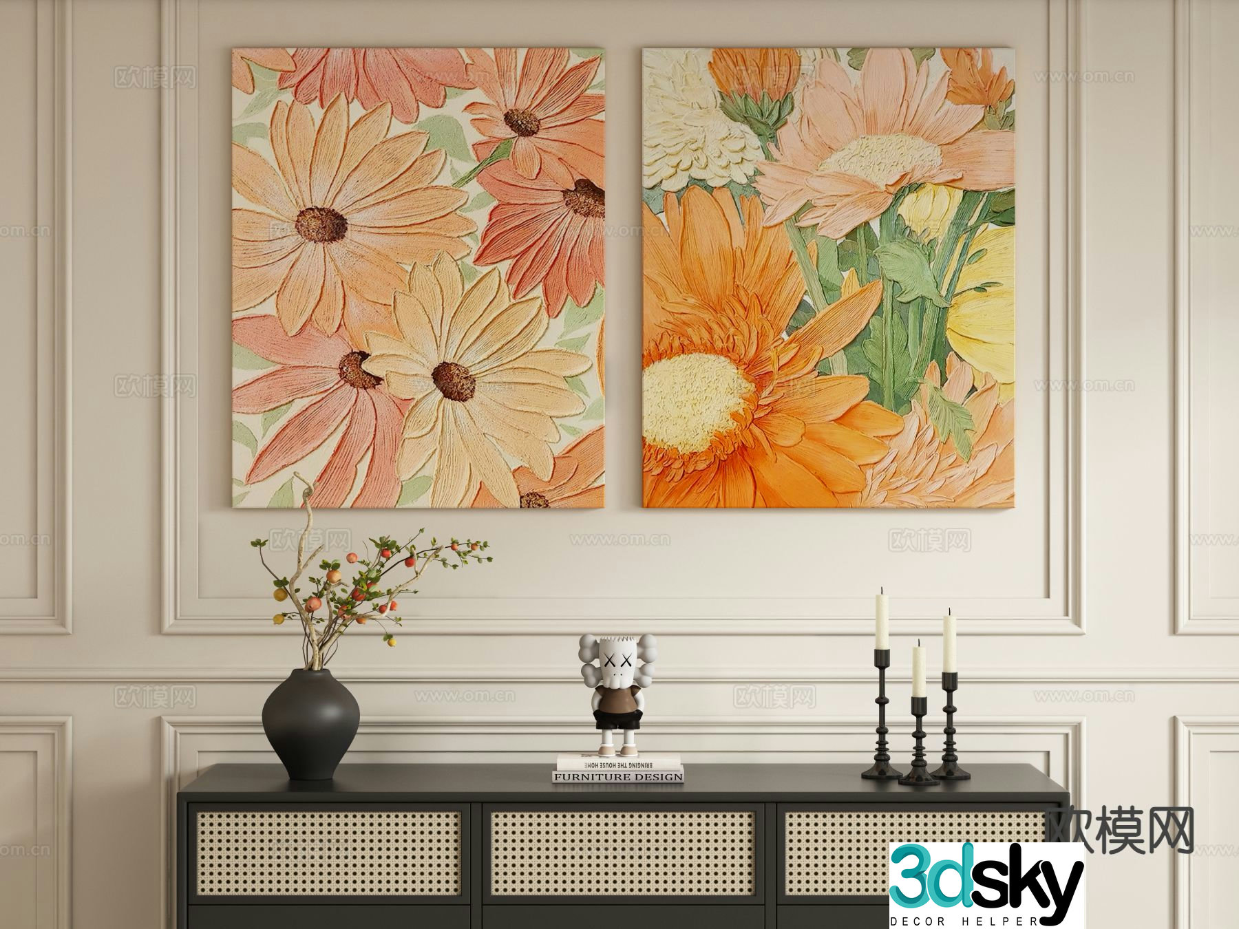 Cream style oil painting art painting texture painting 3d model