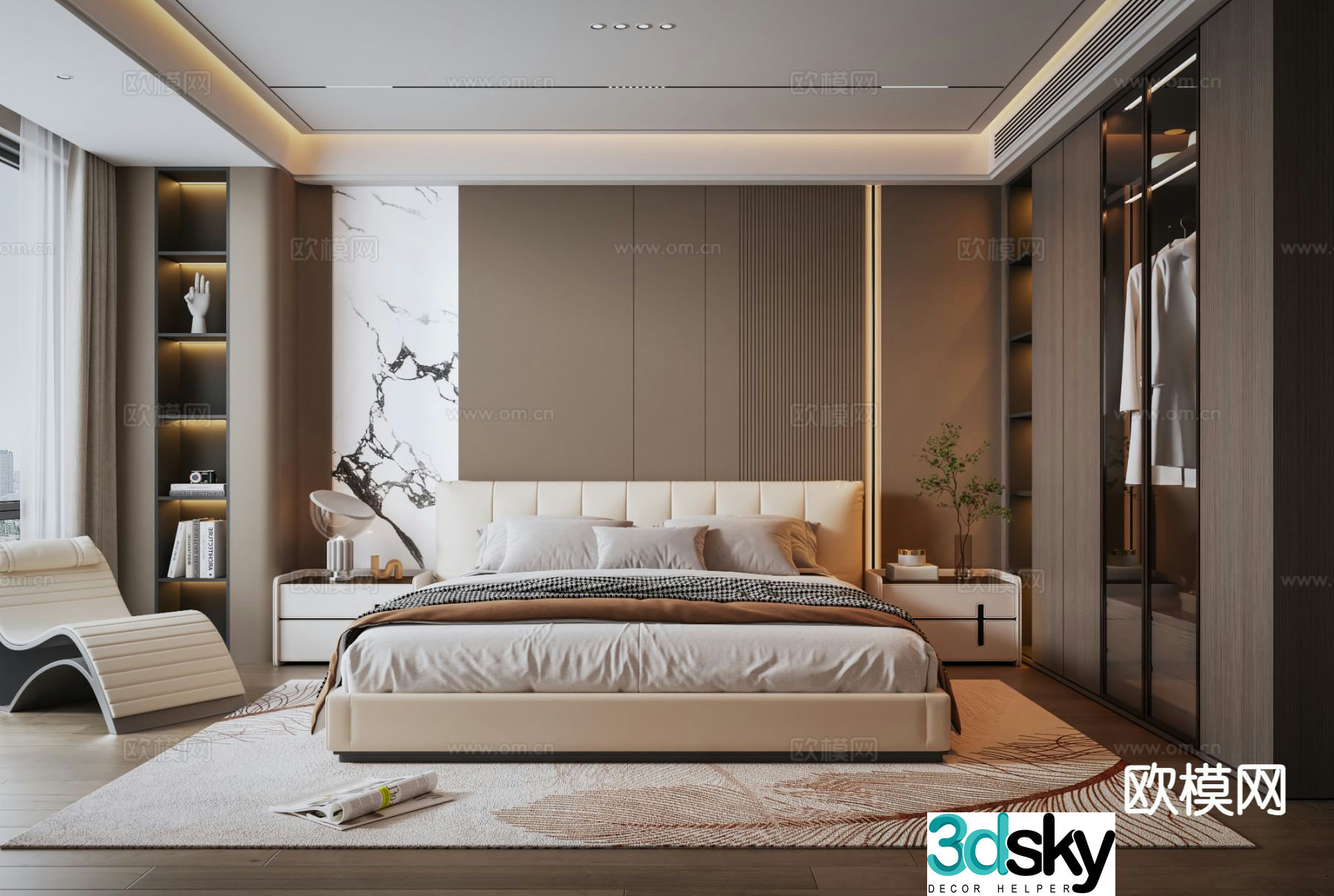Italian style bedroom master bedroom 3d model