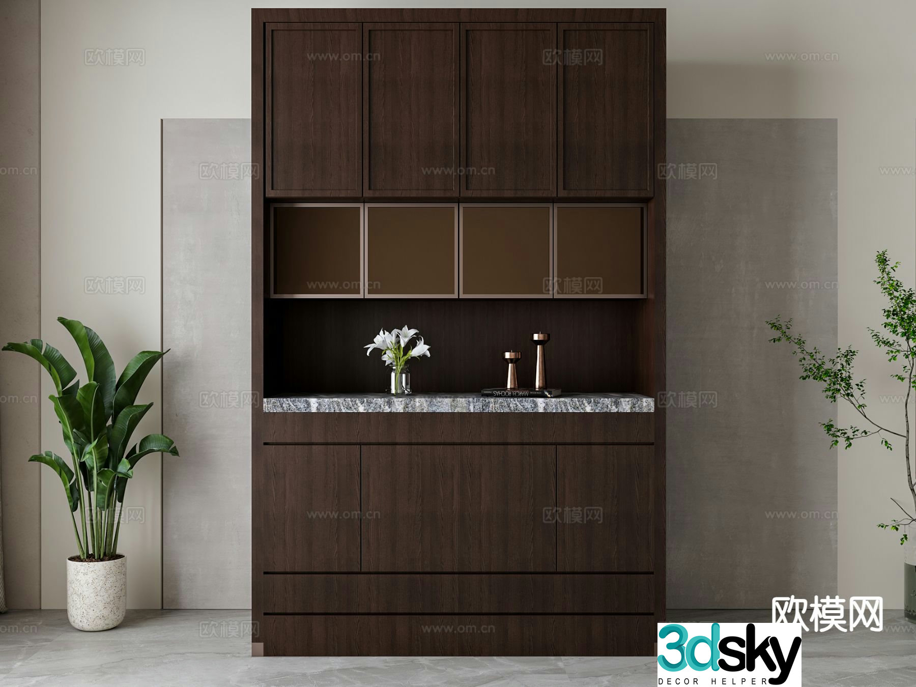 New Chinese style shoe cabinet entry entrance cabinet 3D model