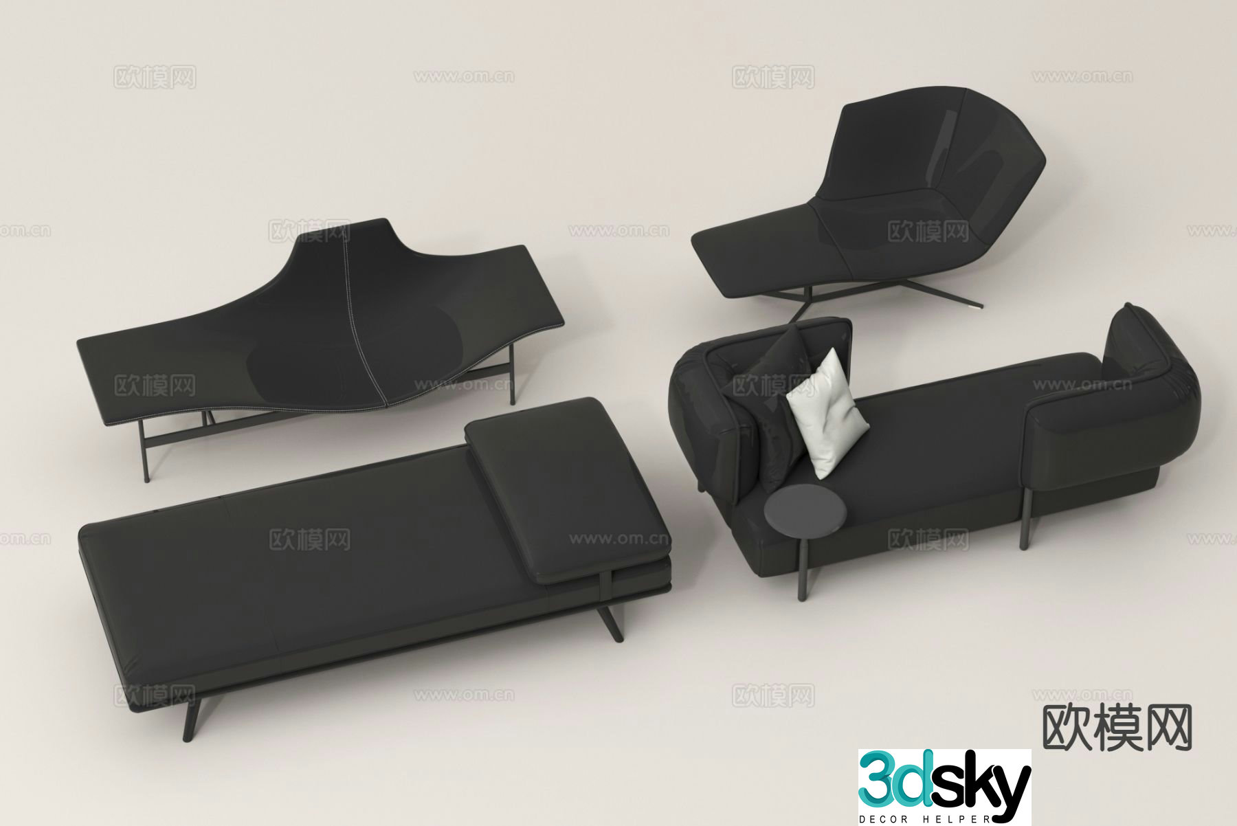 Modern chaise longue chaise longue 3D model