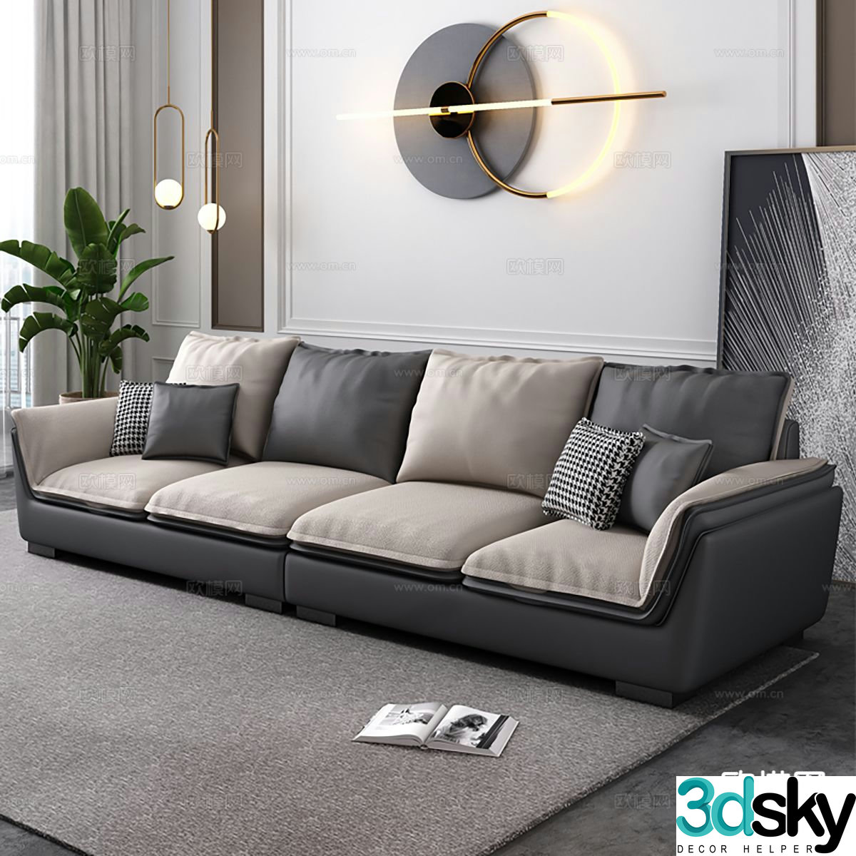Modern multi-person sofa technology cloth sofa 3d model
