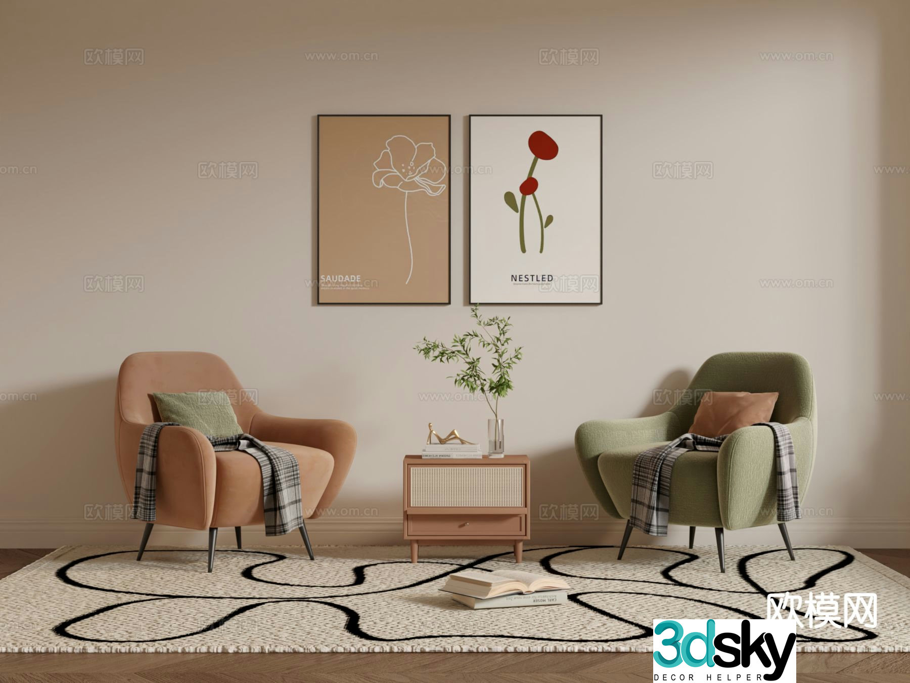 Modern single sofa 3d model