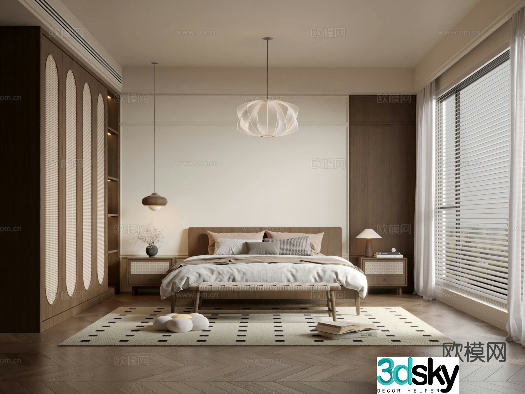 Wabi-sabi style bedroom master bedroom 3d model