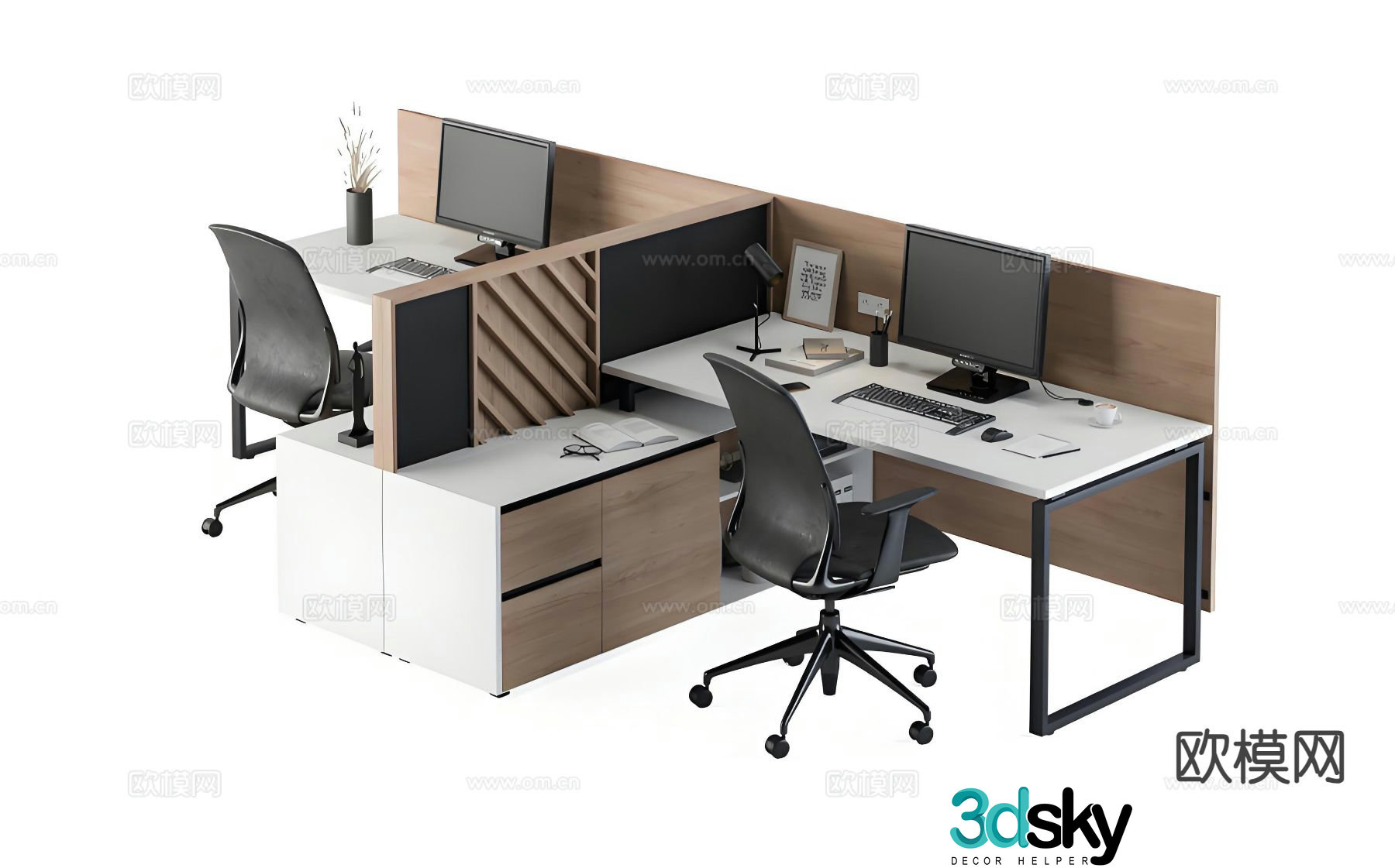 Screen card position workstation desk computer desk 3D model