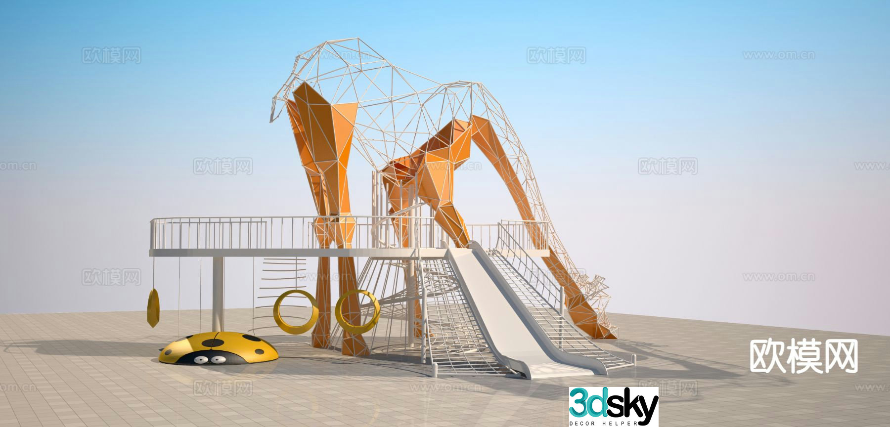 Giraffe rides slide 3d model