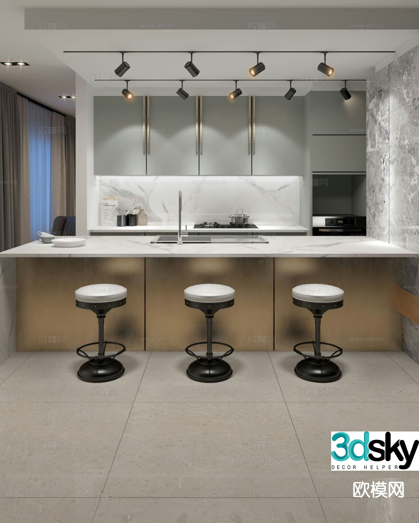 Modern kitchen cabinets 3d model