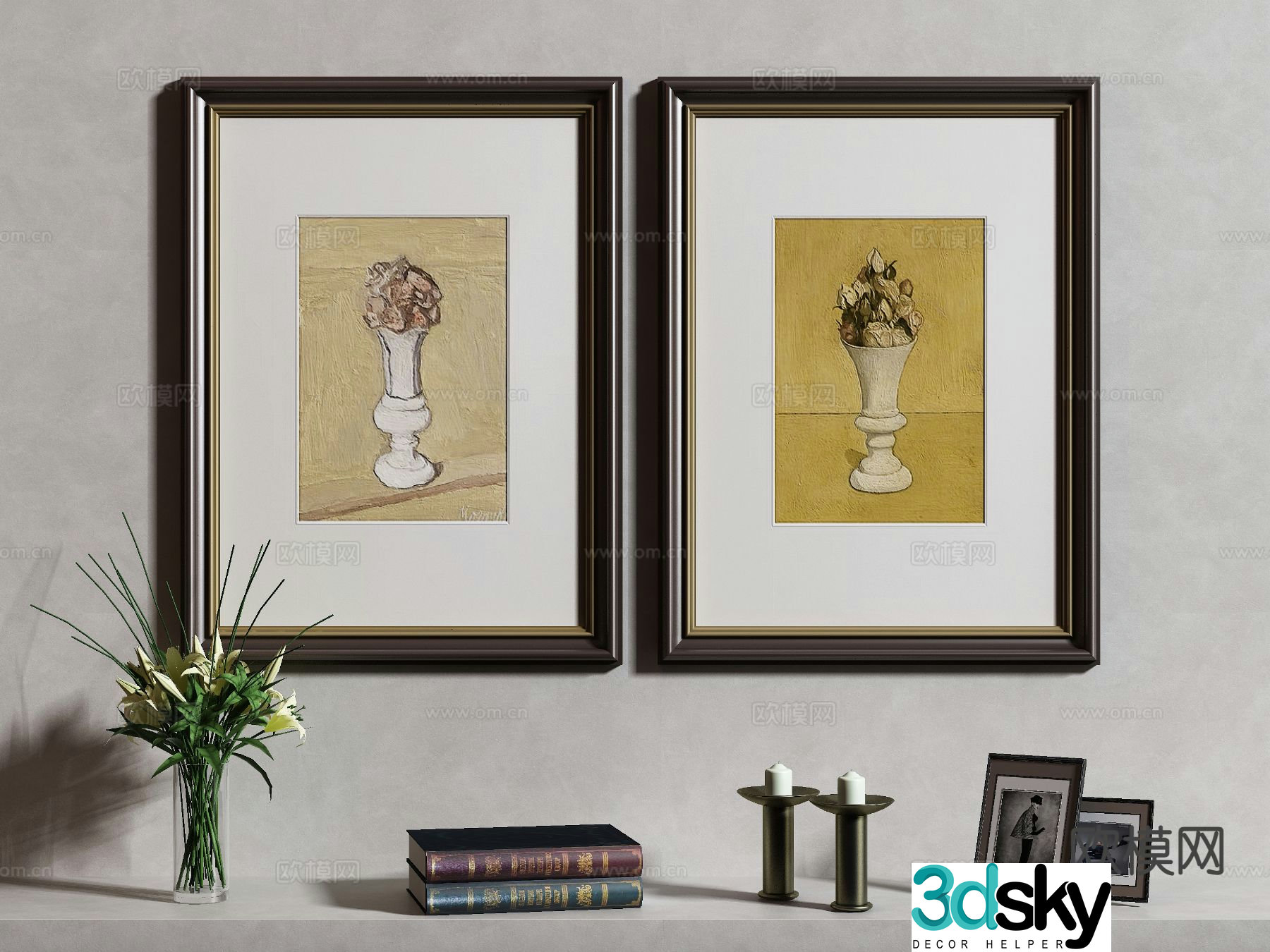 American decorative painting sketch 3d model