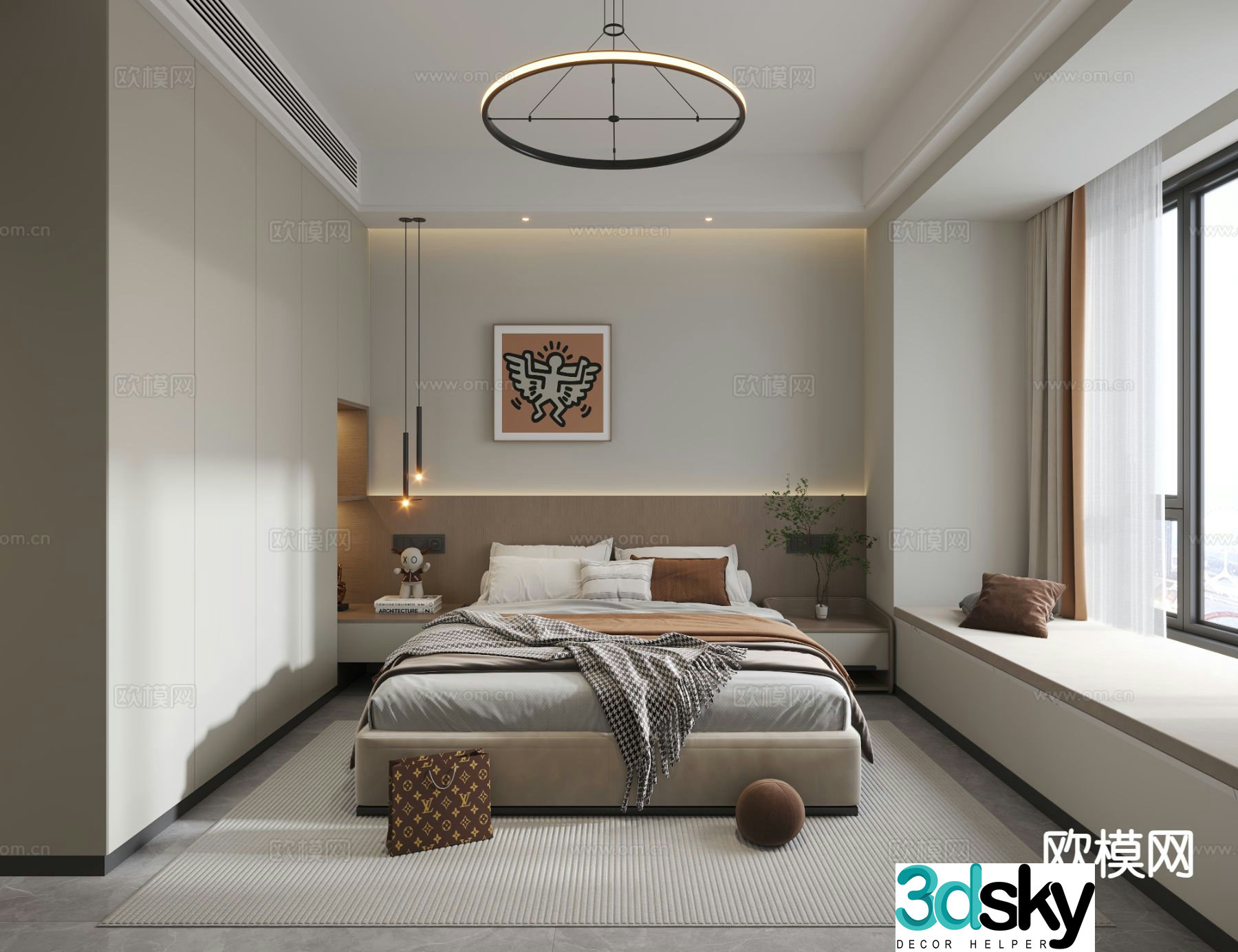 Modern bedroom second bedroom 3d model