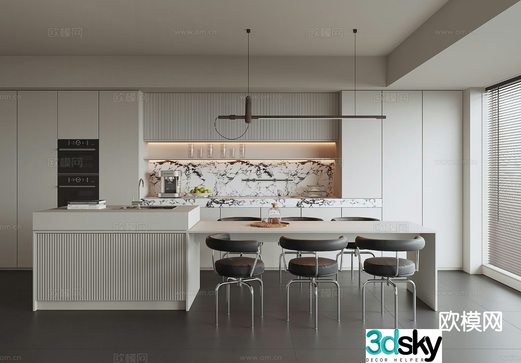 Modern island restaurant 3d model