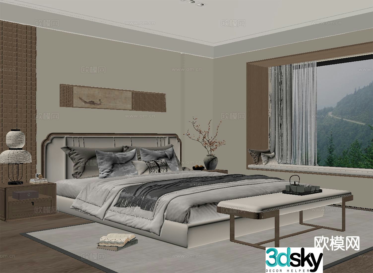 New Chinese style bedroom master bedroom elders room 3d model
