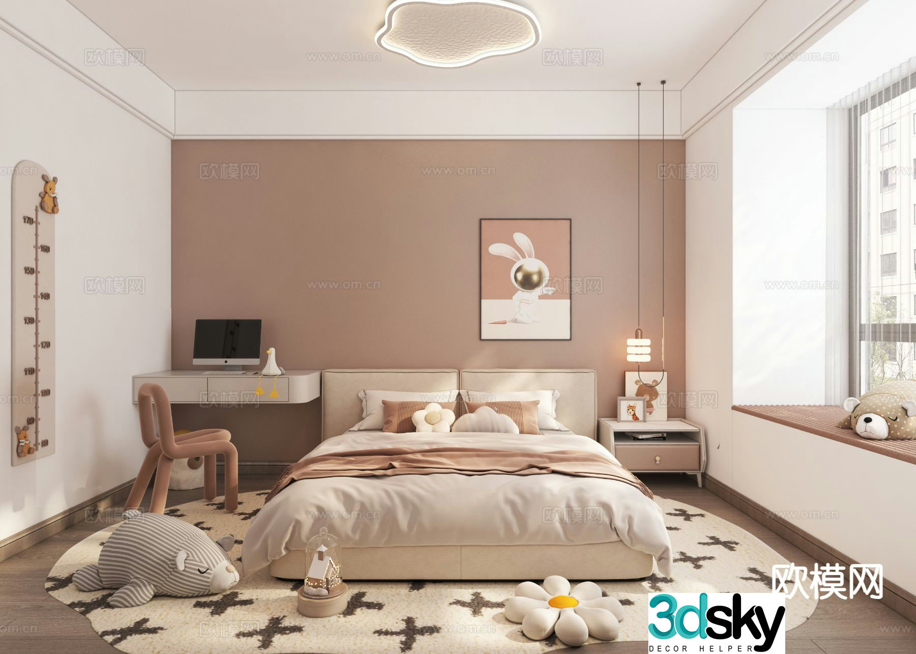 Modern children’s room girl’s room 3d model