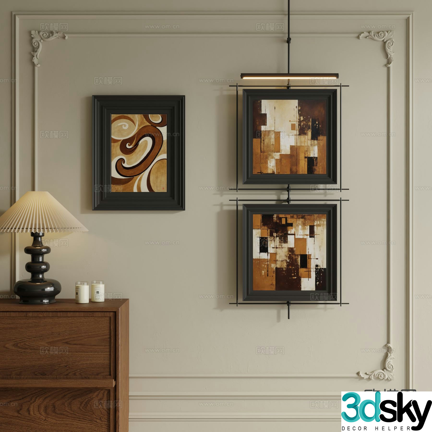 Medieval style hanging painting abstract painting decorative painting 3D model