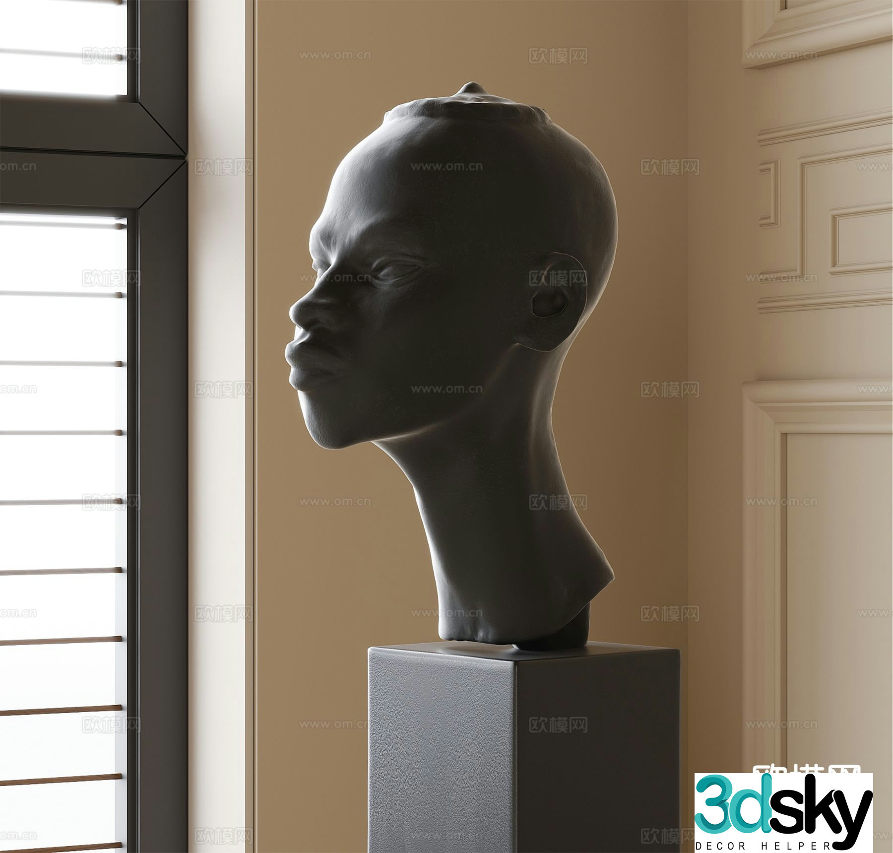 Modern man avatar sculpture ornaments 3D model