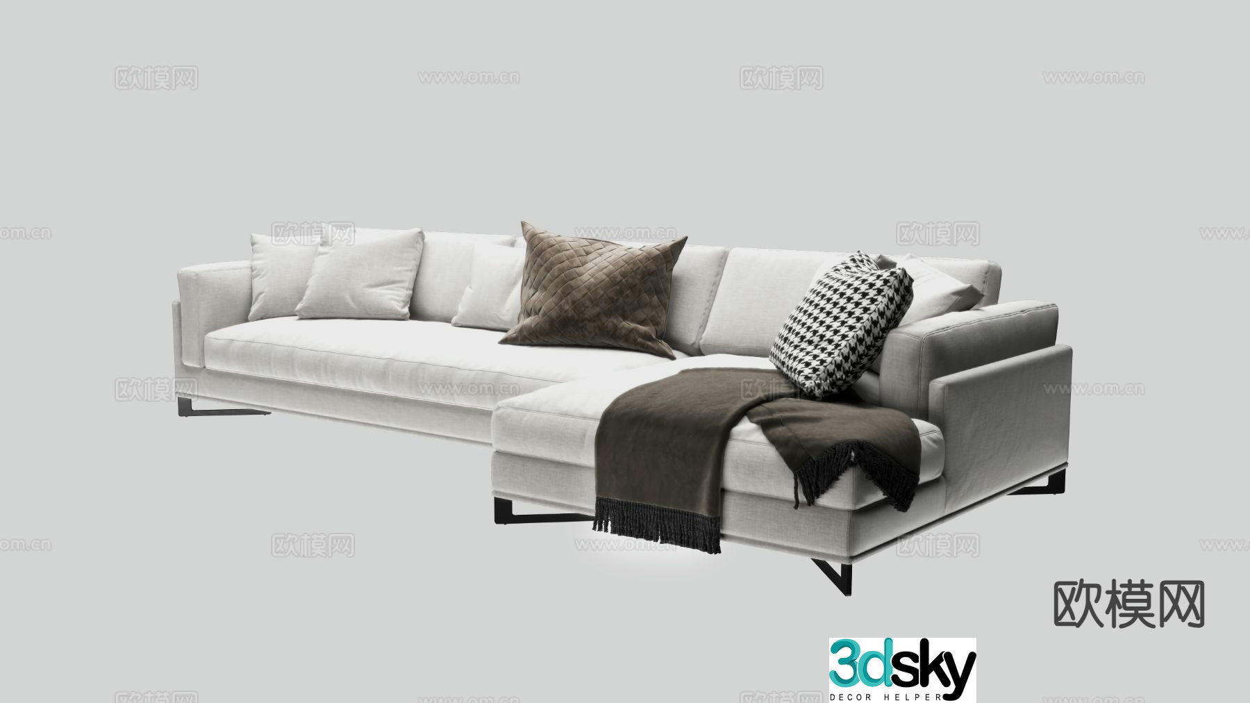 Modern corner sofa multi-person sofa 3d model