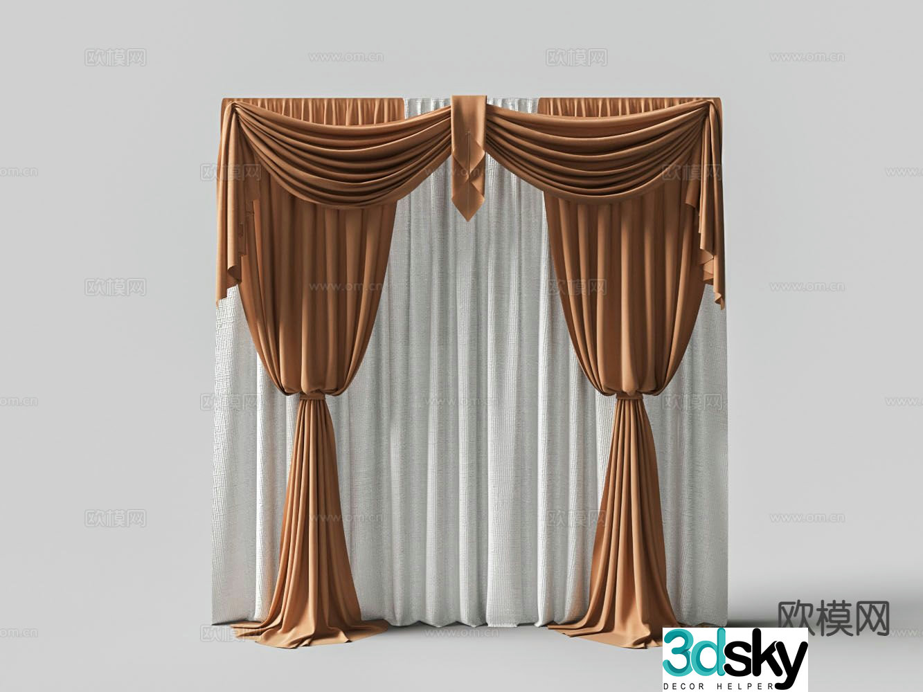 Modern plain curtains translucent curtains curtains 3D model