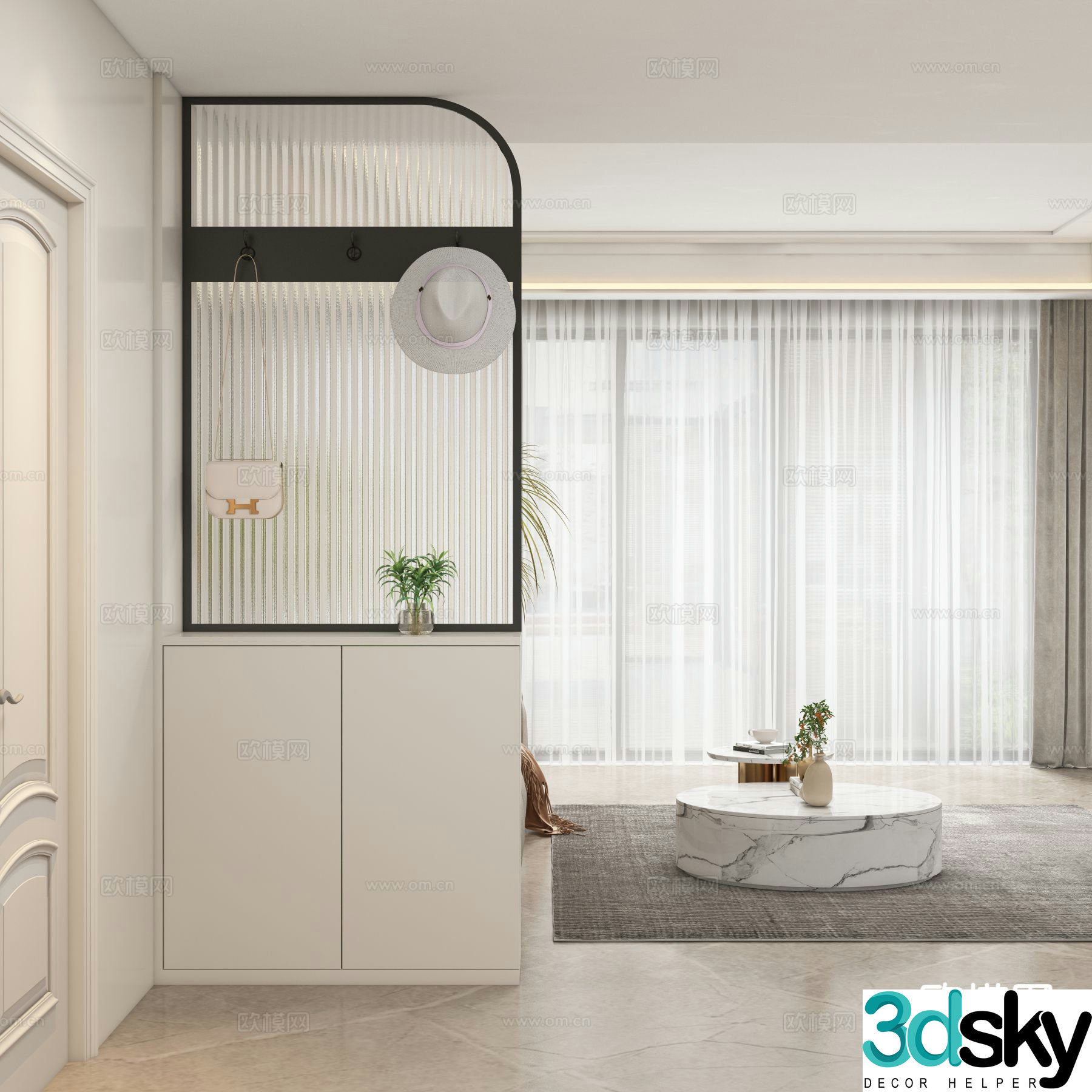 Modern entrance partition entrance cabinet 3D model