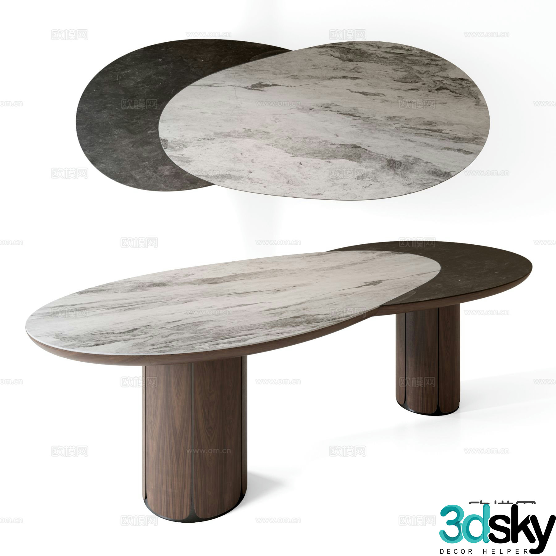 Fusion special-shaped dining table 3d model