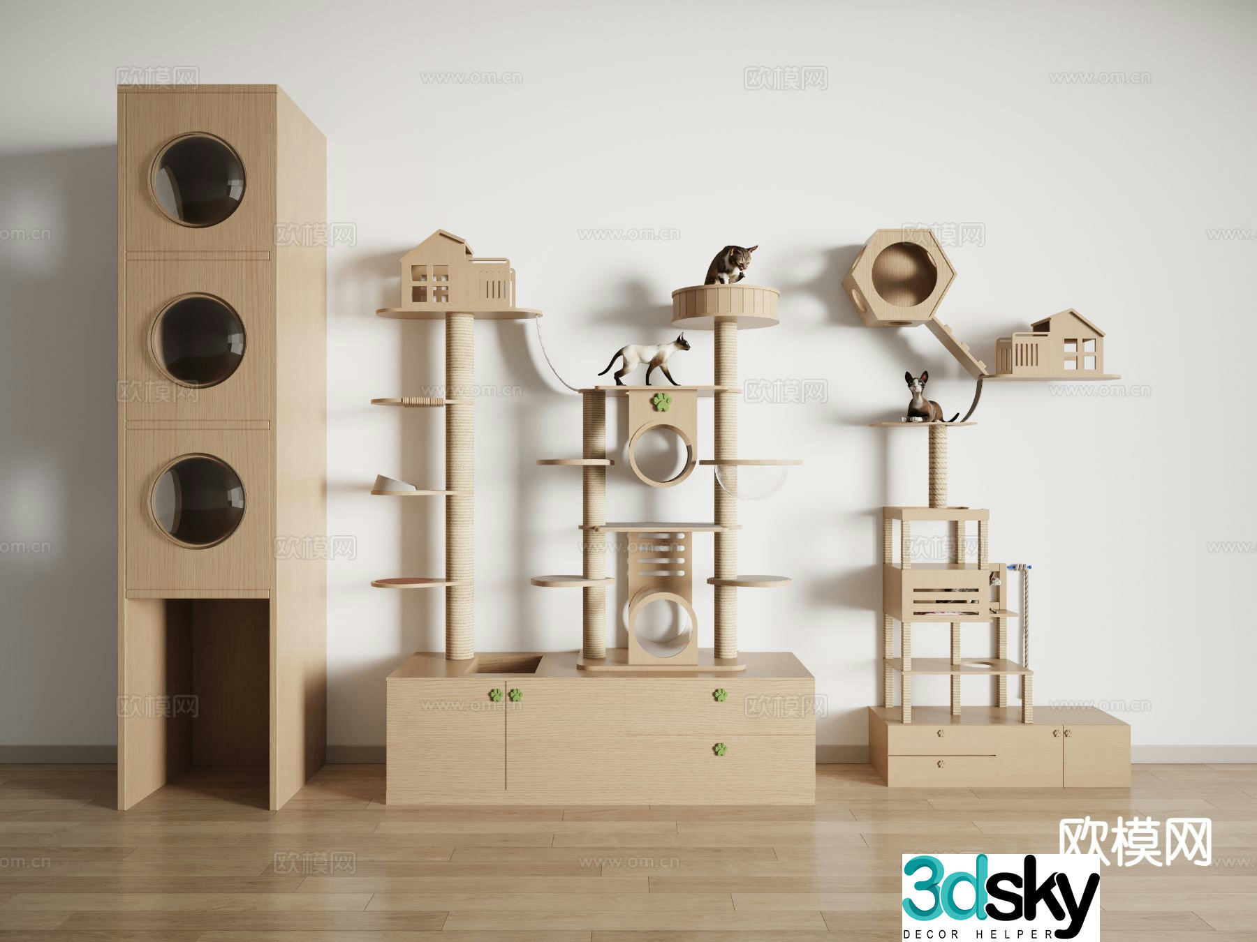 Cat Villa Cat Scratching Board Cat Climbing Frame 3D Model