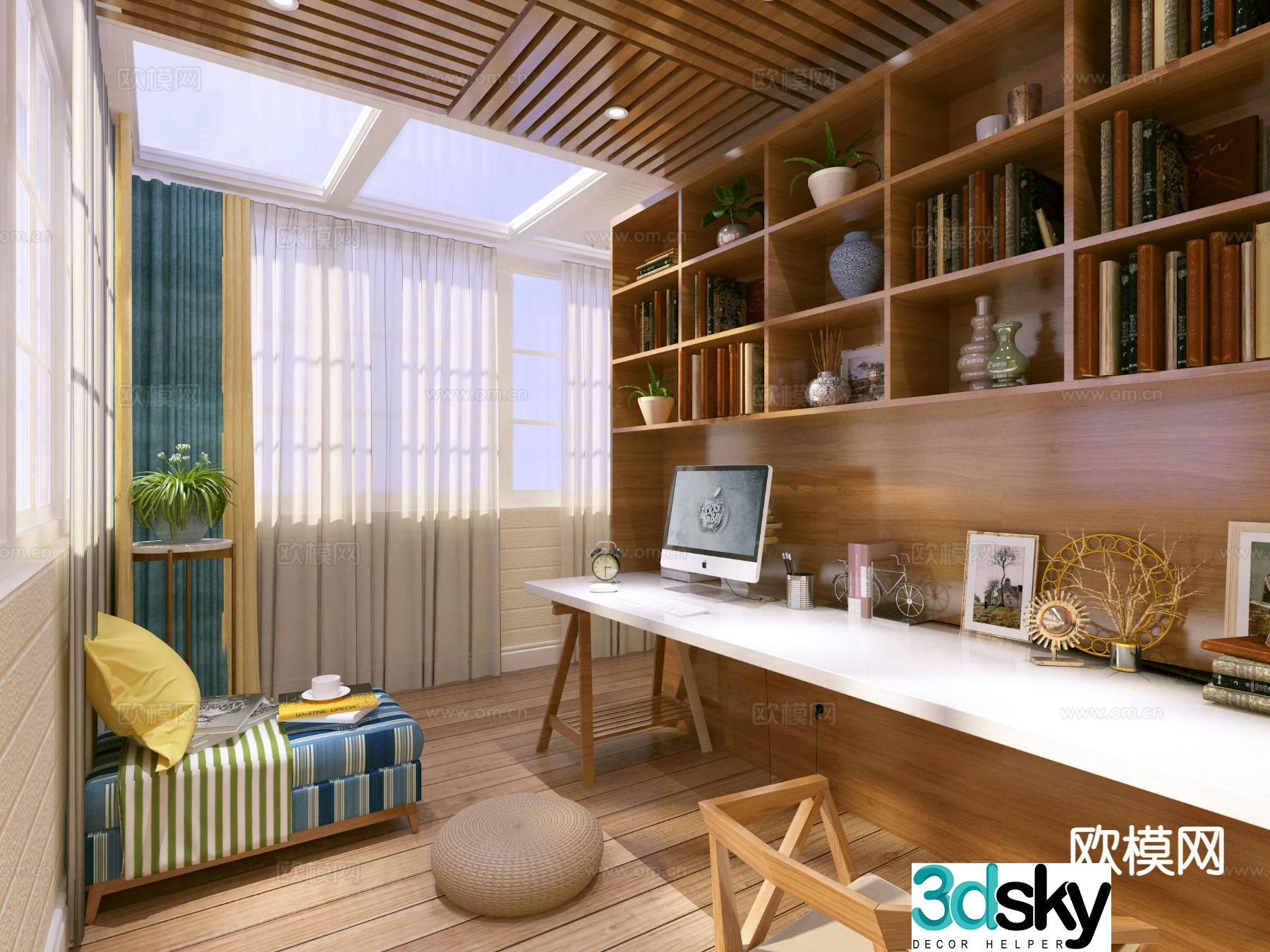 English pastoral study leisure area glass room 3D model