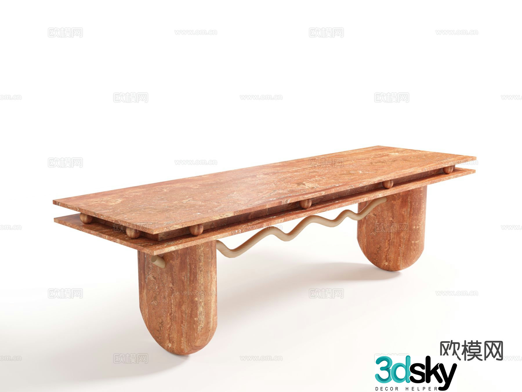 Wabi-sabi dining table large table 3d model