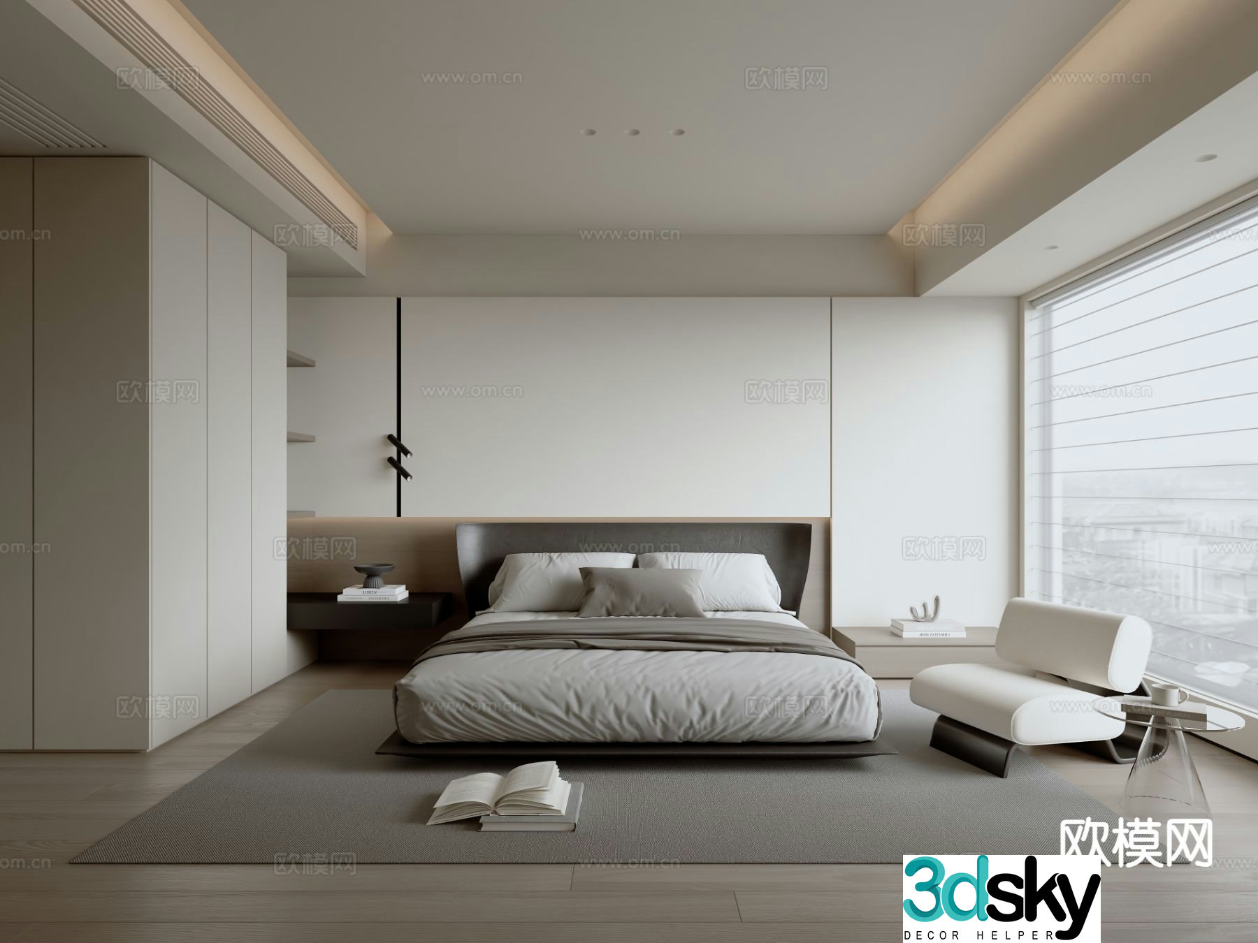Minimalist bedroom master bedroom 3d model