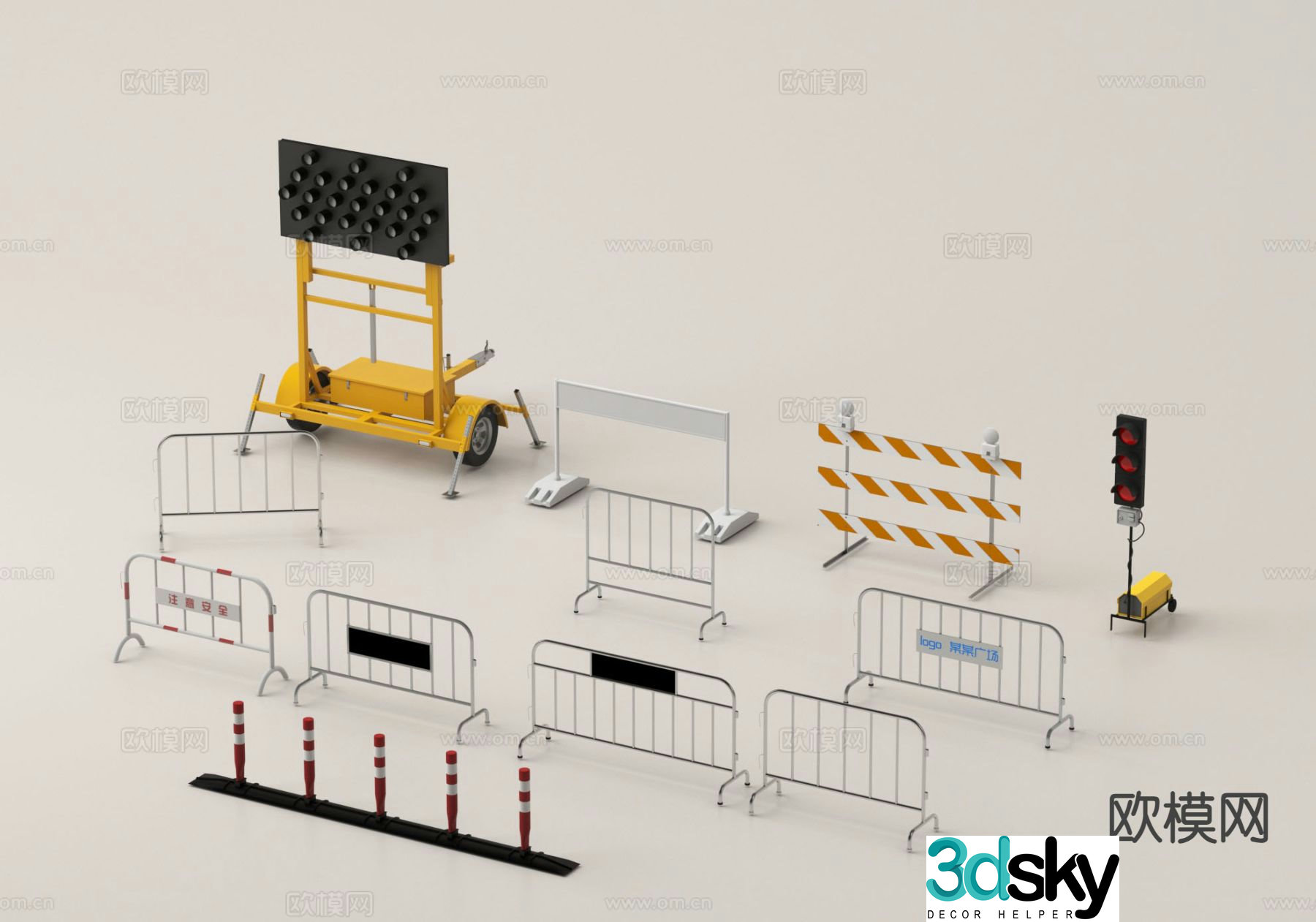 Roadblock, Road Sign, Traffic Cone, Isolation Belt, Isolation Fence, Traffic Facility 3D Model