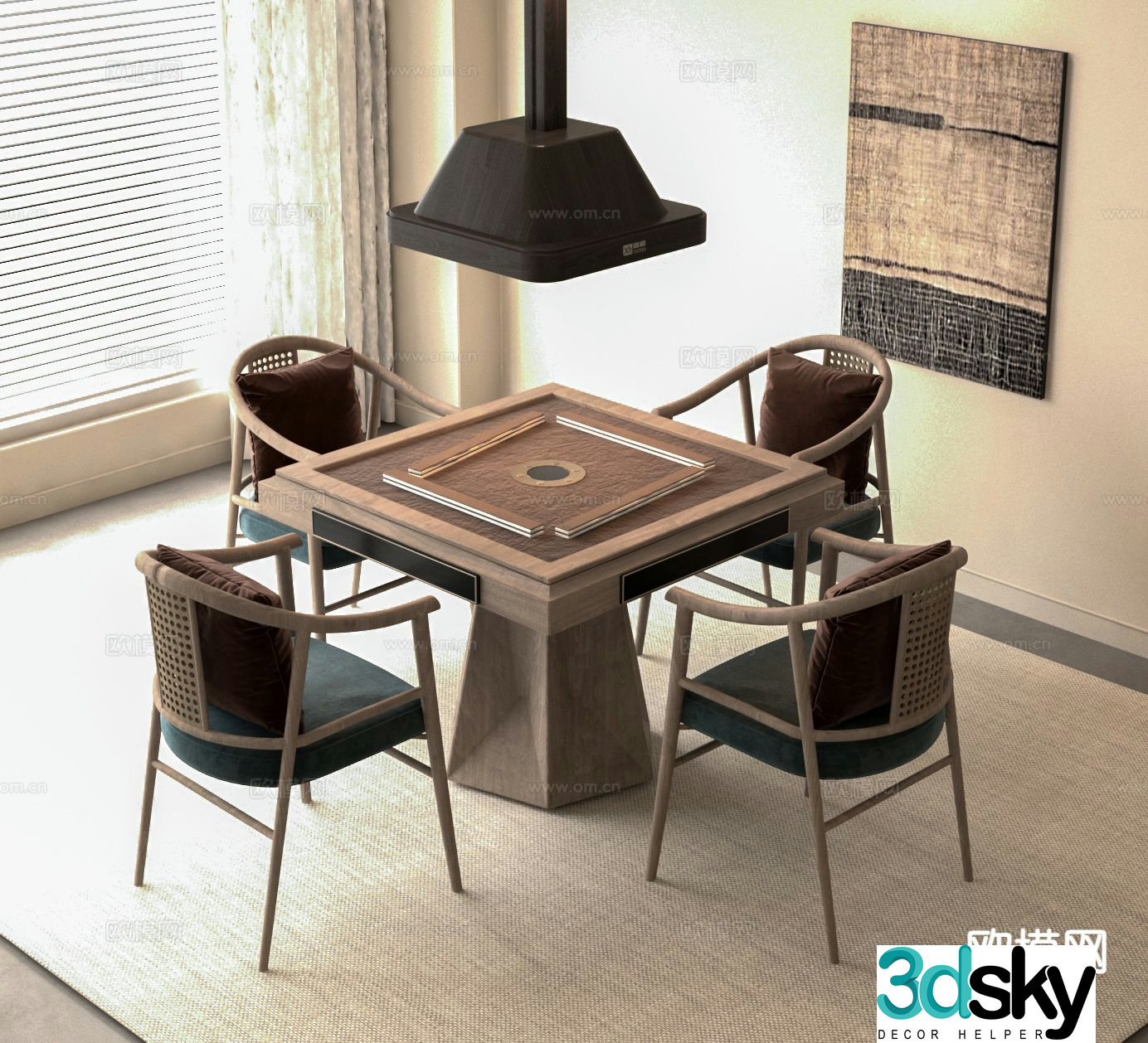 New Chinese style mahjong table entertainment table 3d model