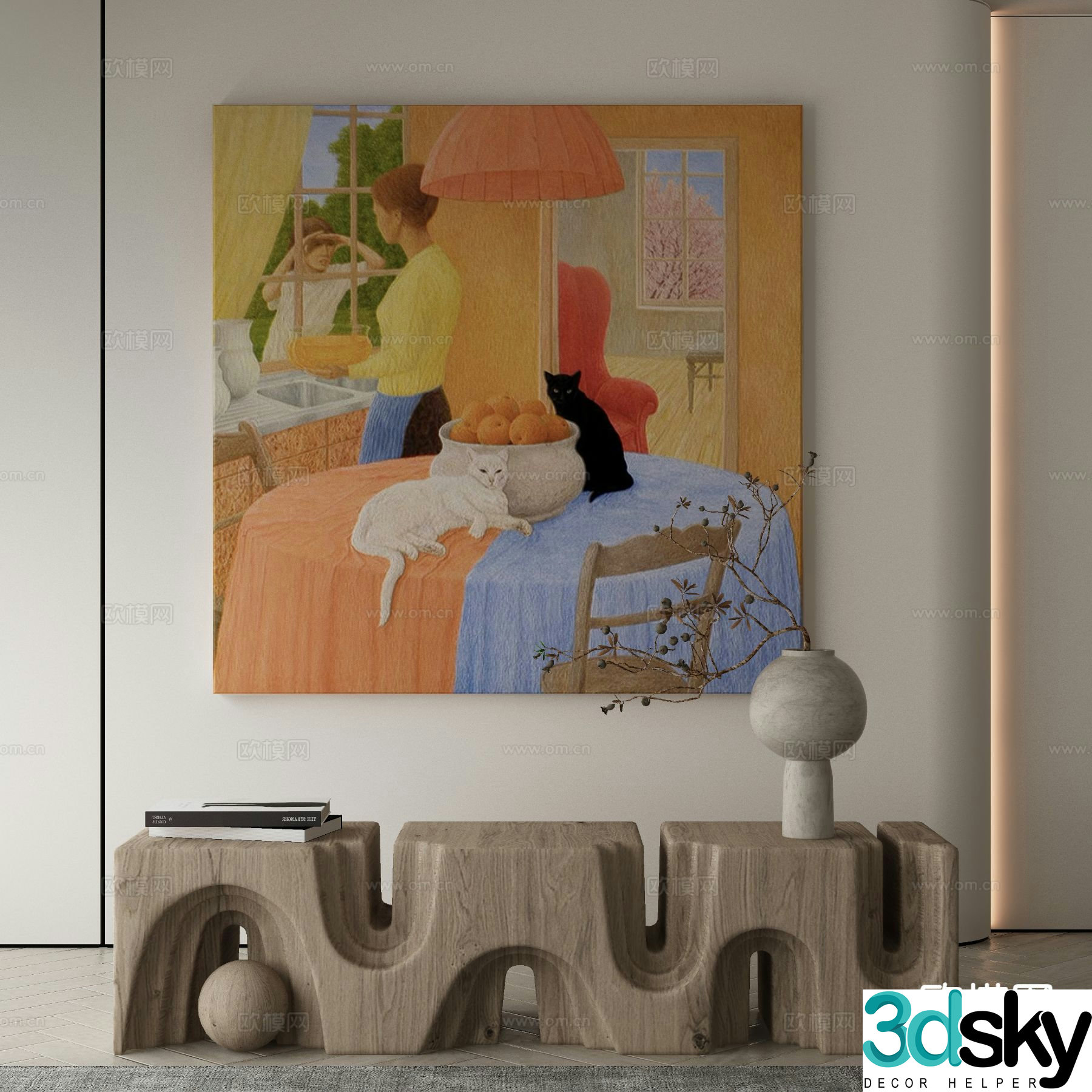 Modern hanging painting decorative painting 3d model