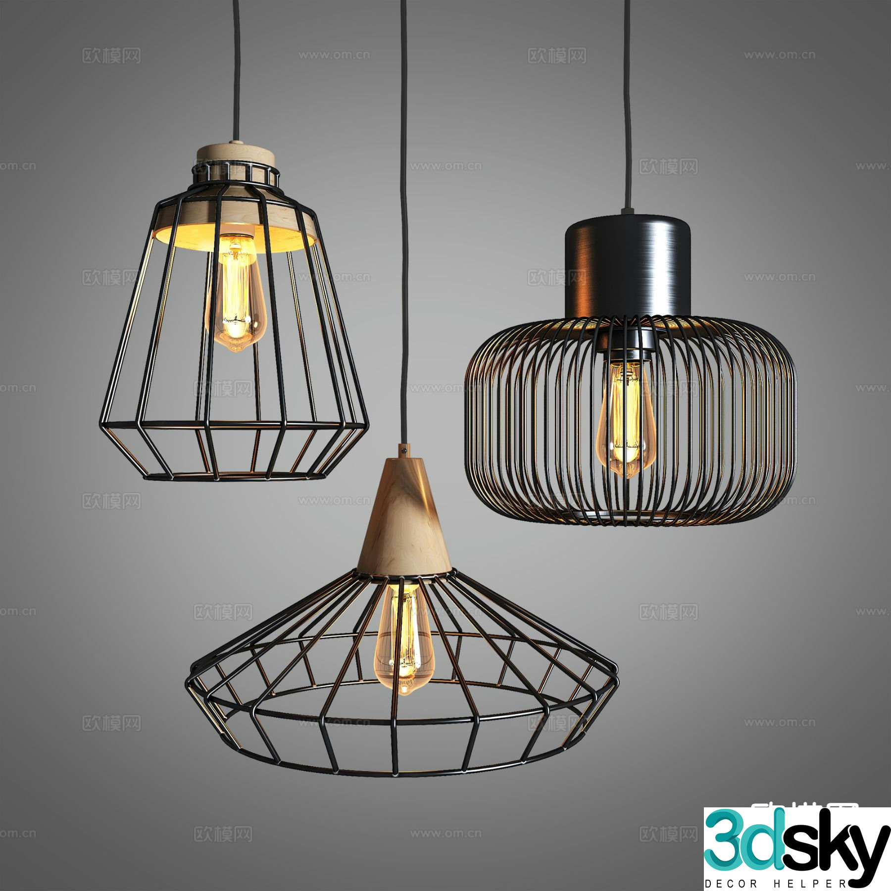 Industrial style iron chandelier indoor chandelier 3d model