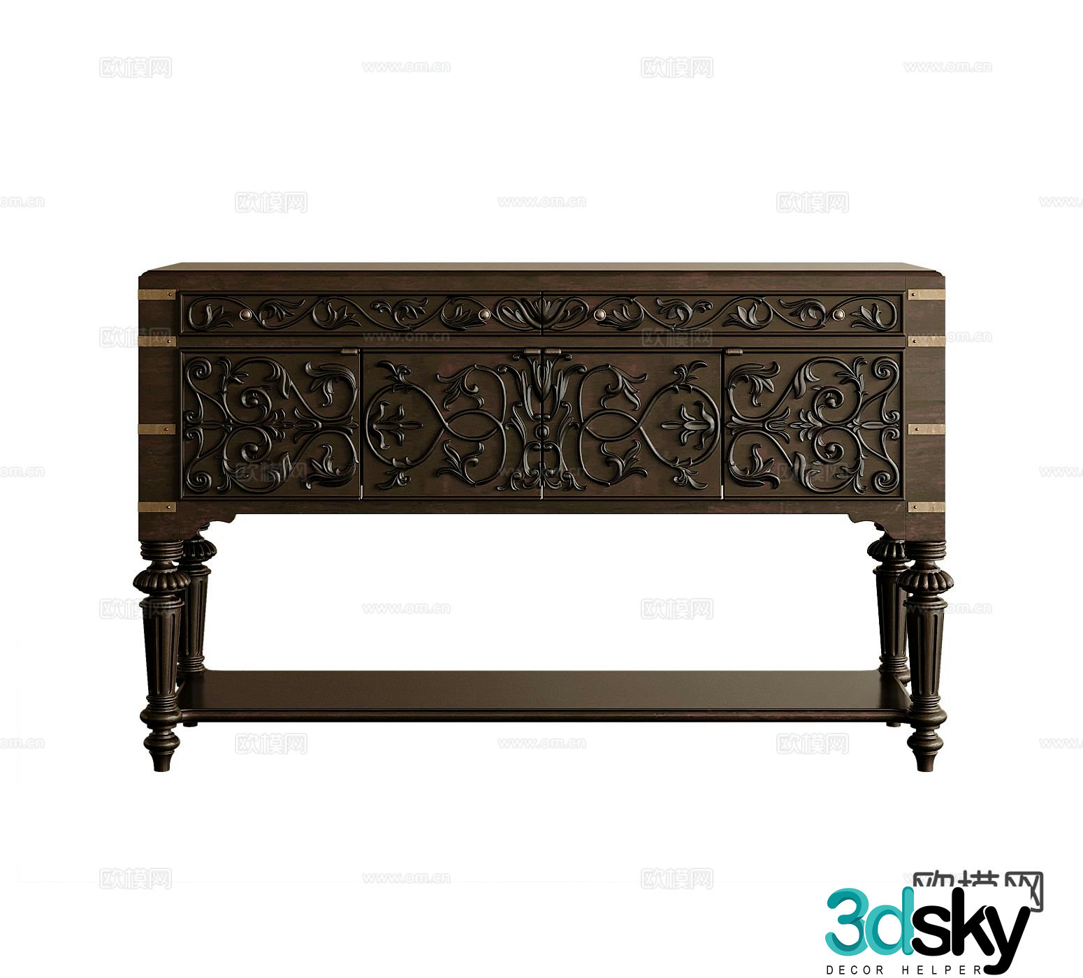 American style end view table 3D model