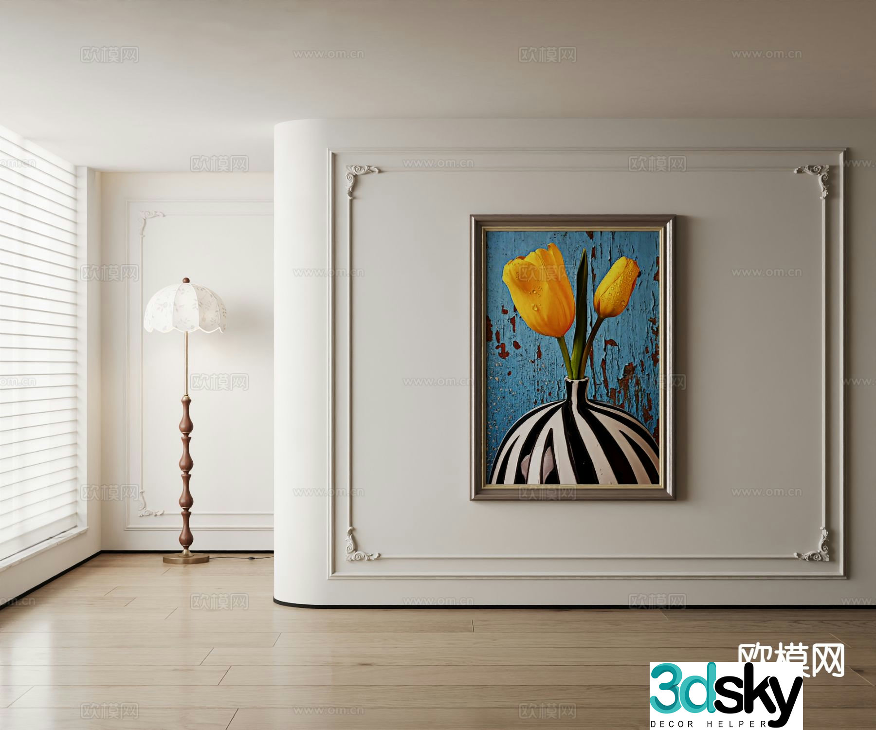 American oil painting flower painting decorative painting 3d model