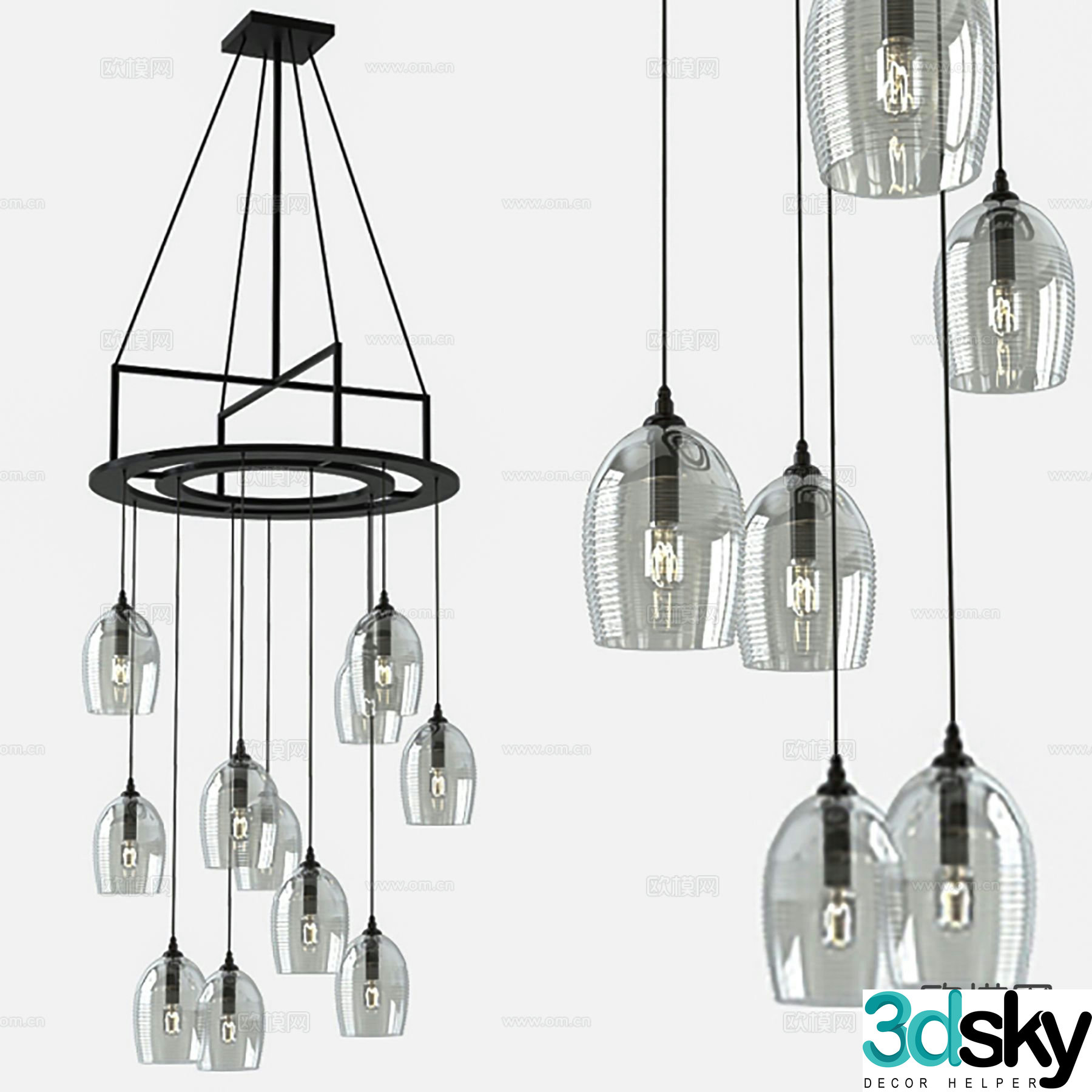 Modern glass chandelier indoor chandelier 3d model