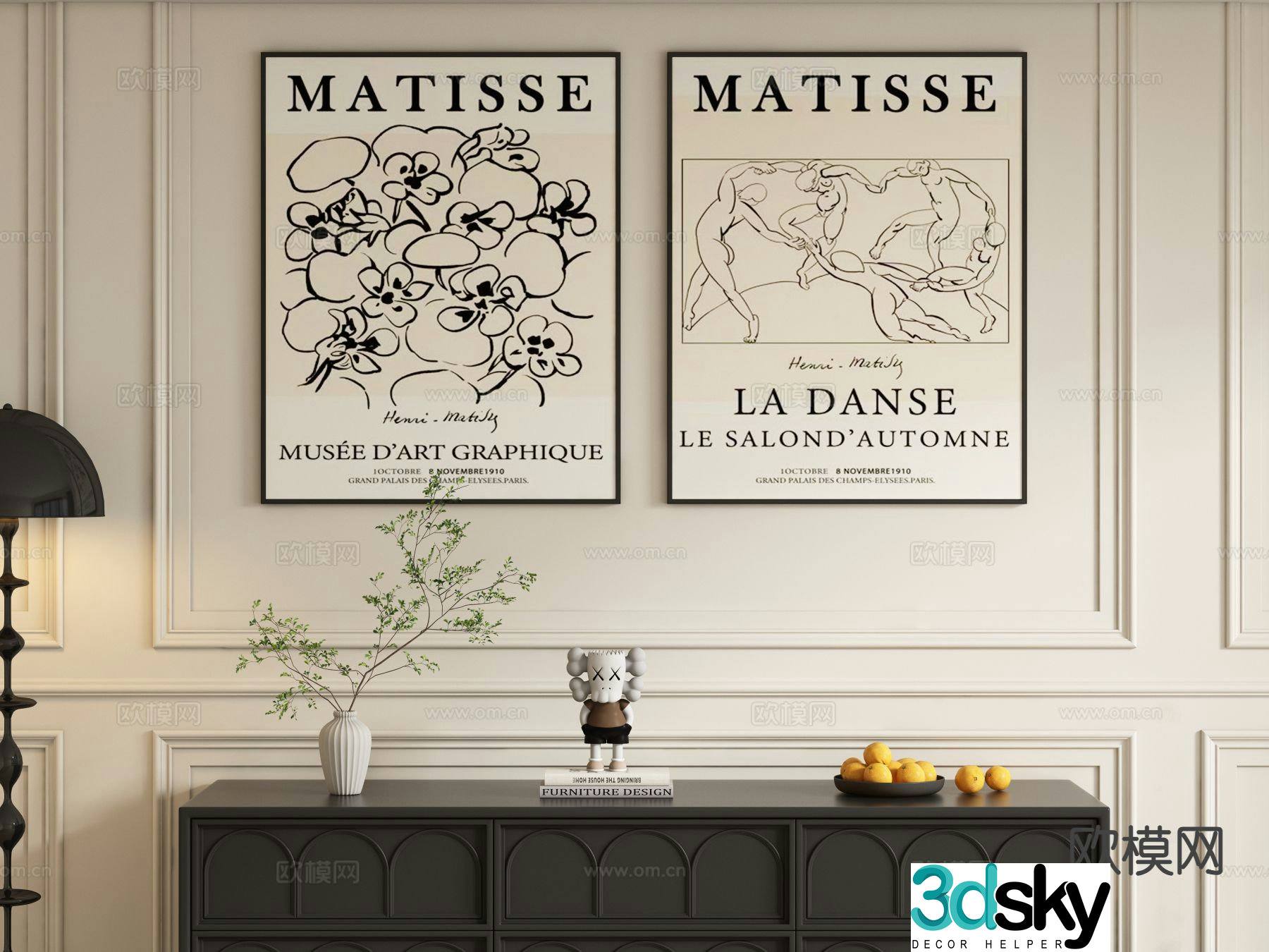 Modern decorative painting hanging painting 3d model
