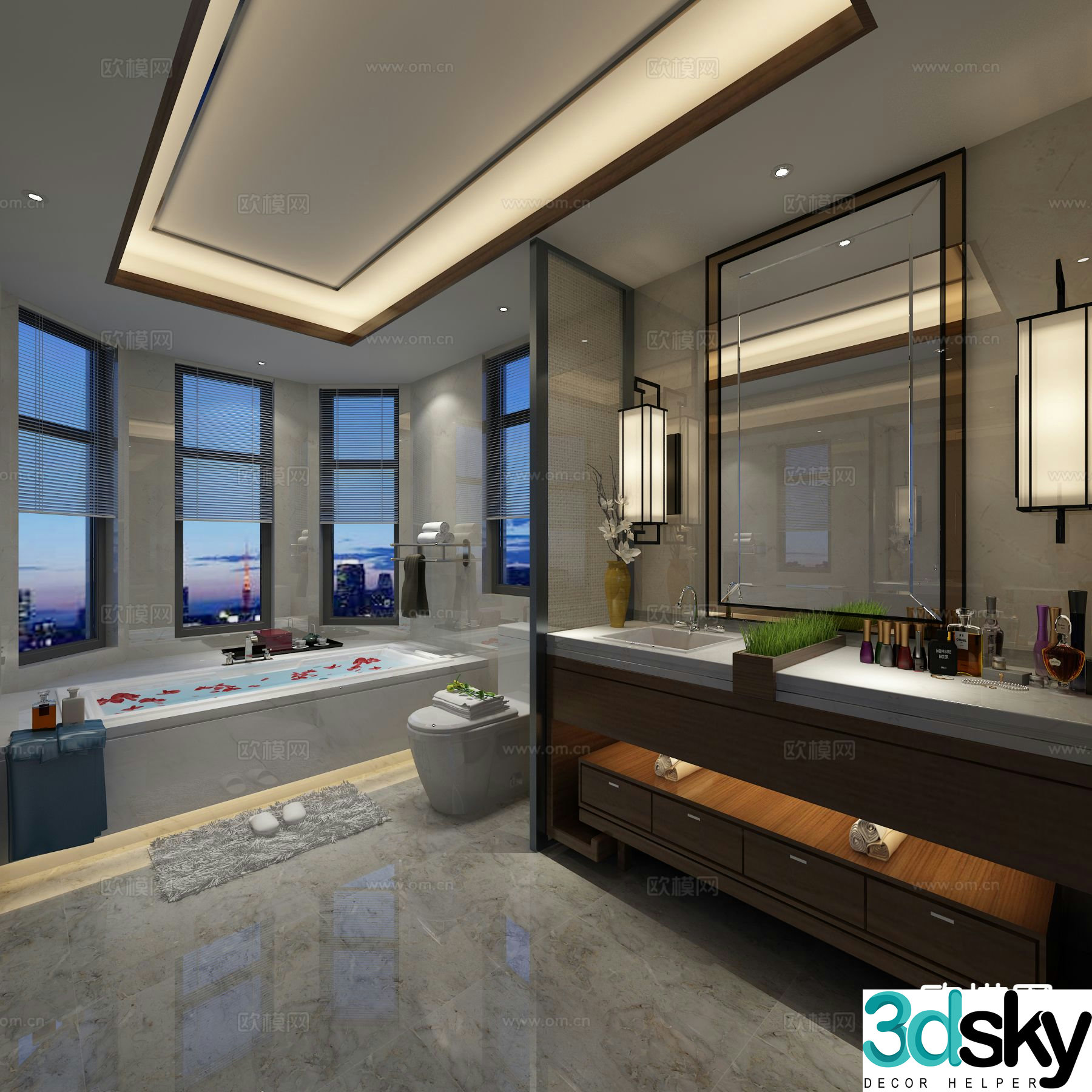 New Chinese style bathroom bathroom 3d model