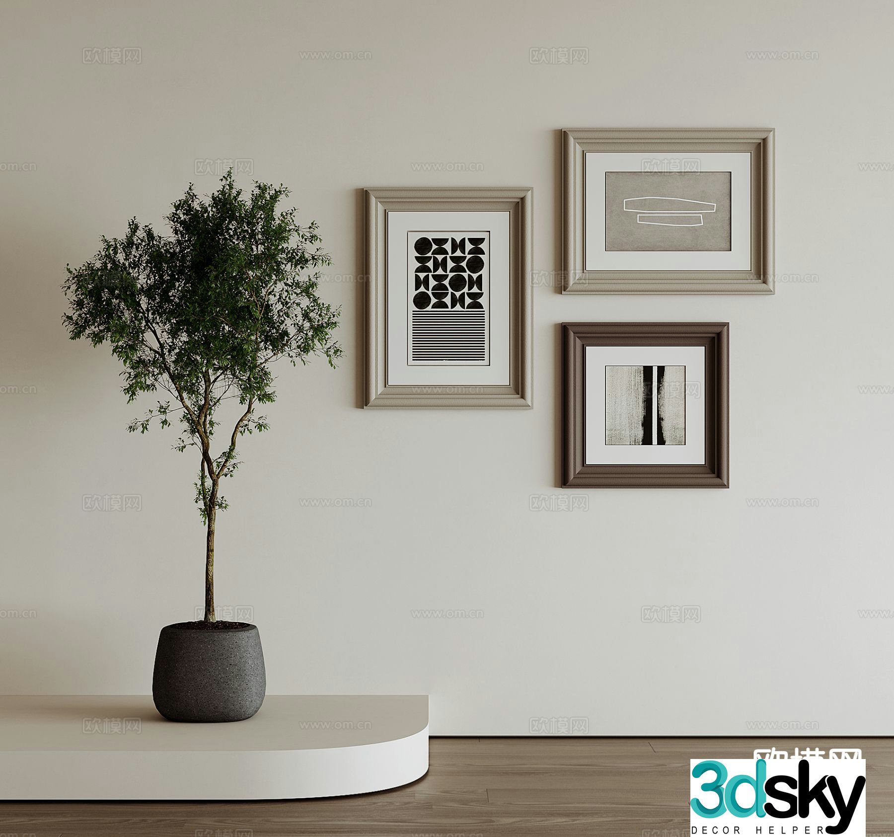 Modern hanging painting decorative painting 3d model