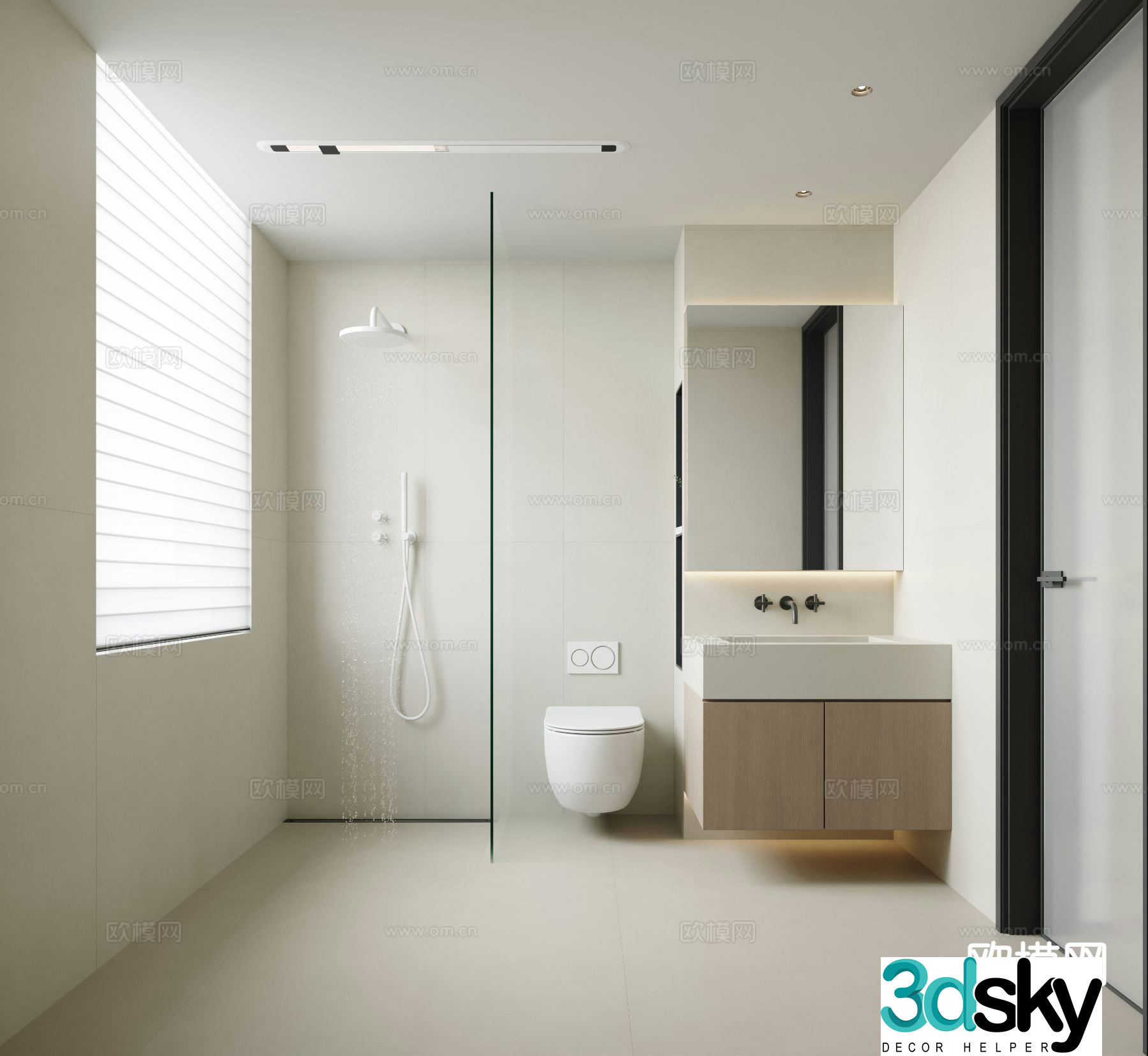 Cream style bathroom bathroom 3d model