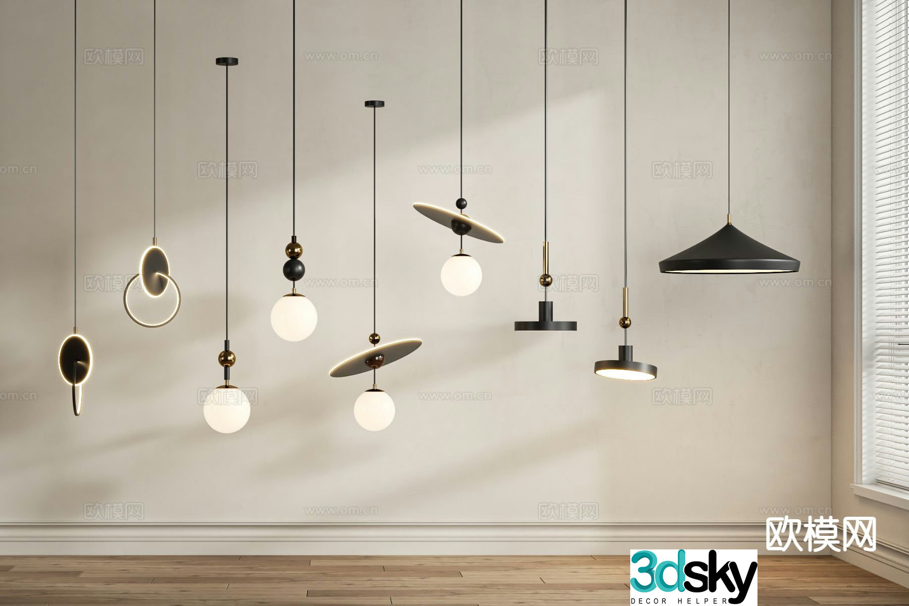 Modern art chandelier bedside small chandelier 3d model