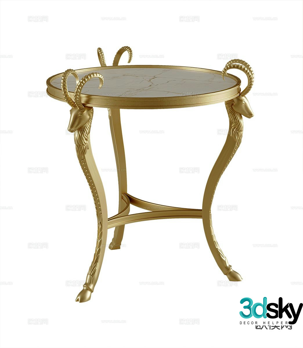American round table side table table table corner table 3D model