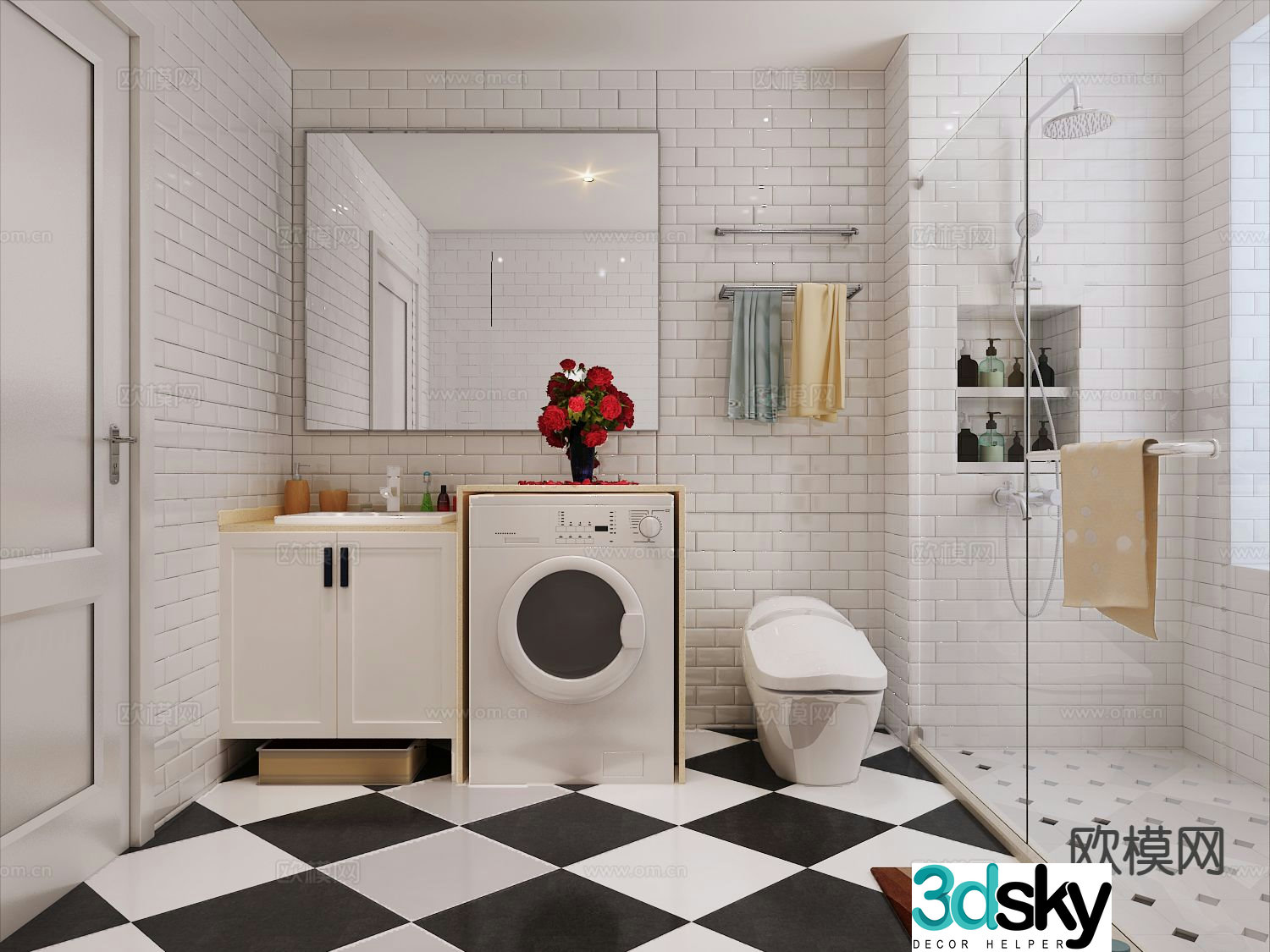 Nordic bathroom bathroom 3d model