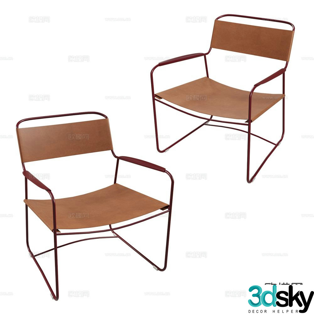 Fermob leisure chair leather chair 3d model