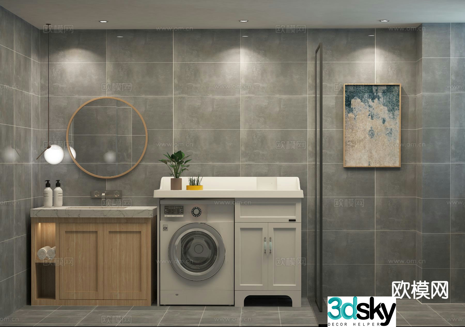 Nordic bathroom laundry room 3d model