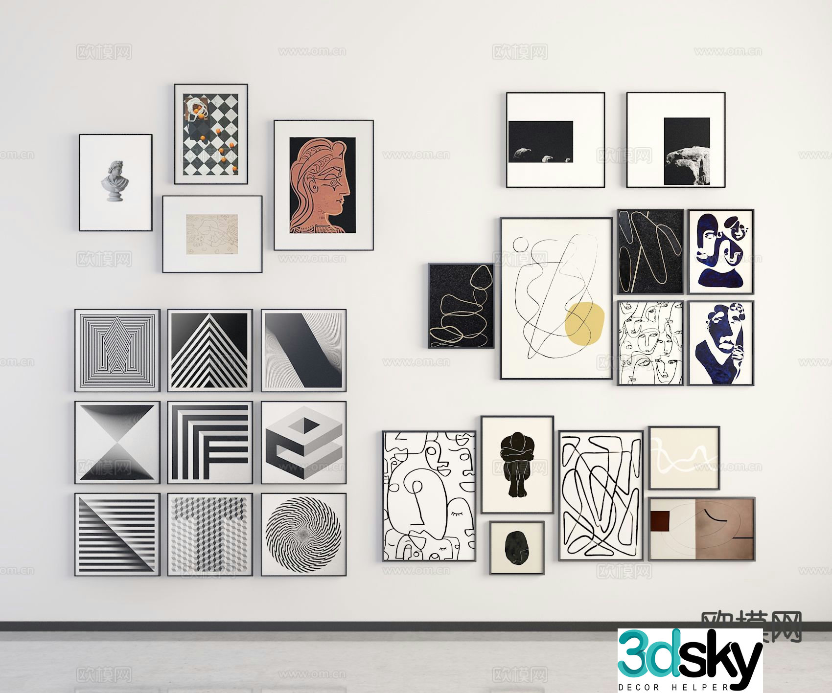 Photo wall decorative painting combined painting 3d model