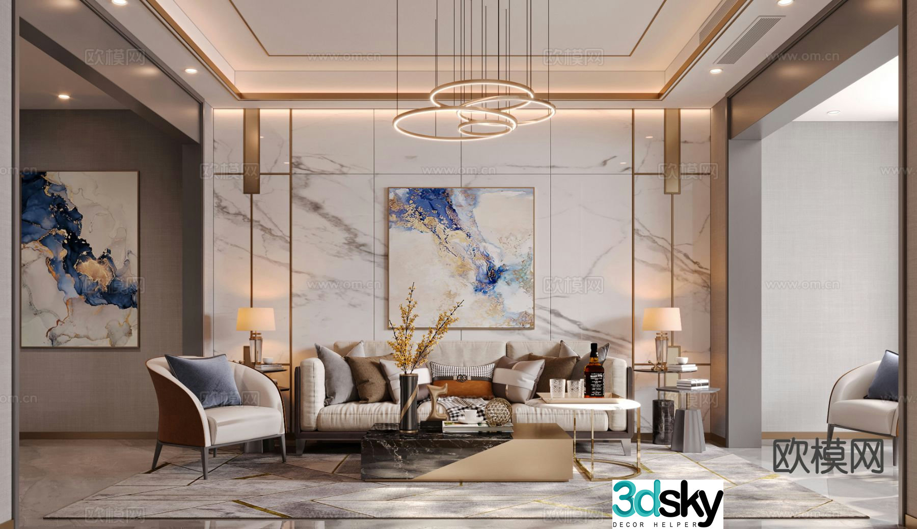 Light luxury living room 3D model