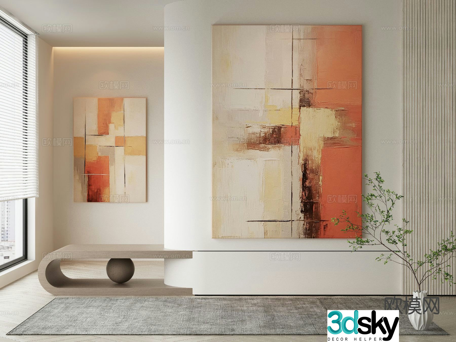 Wabi-sabi art painting texture painting decorative painting 3d model