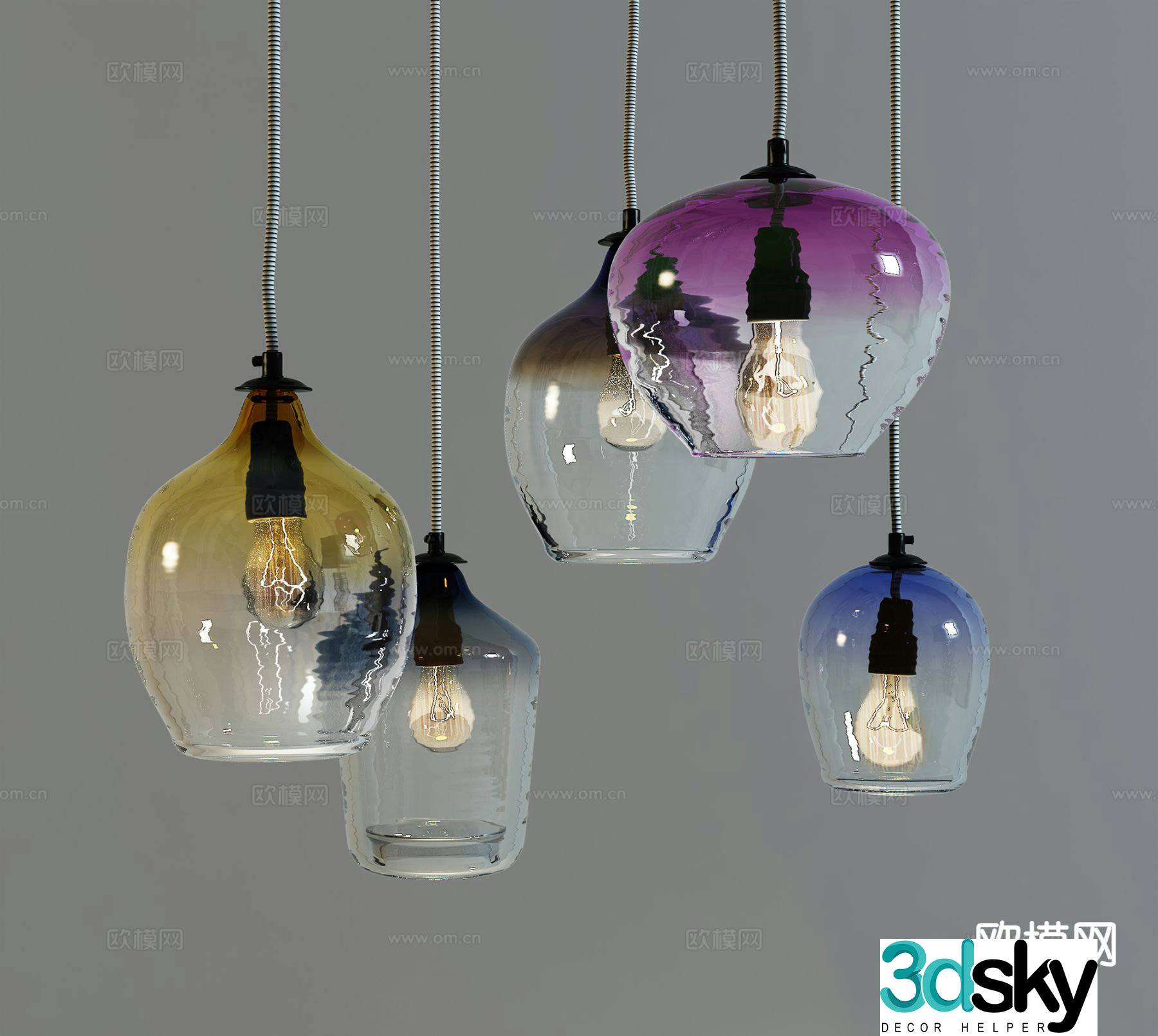 Modern glass chandelier indoor chandelier 3d model
