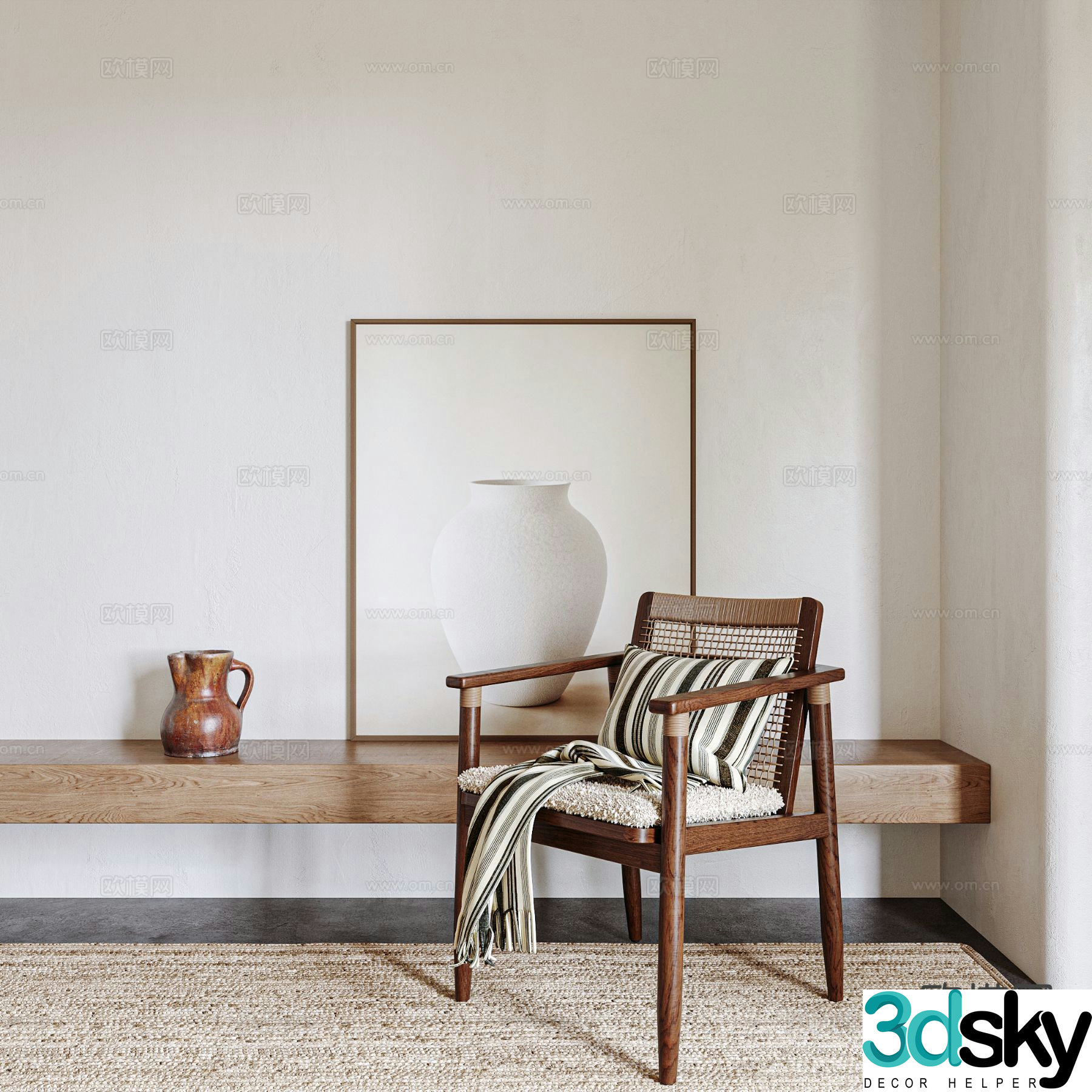 Wabi-sabi style leisure chair 3d model
