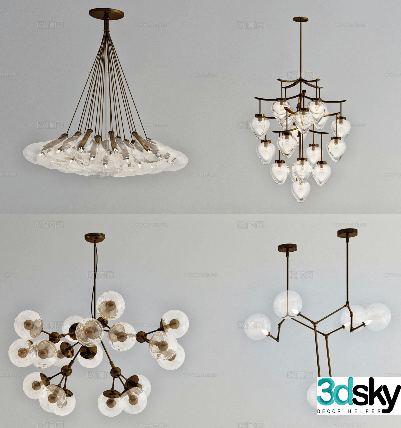 Modern magic bean chandelier hall chandelier 3d model