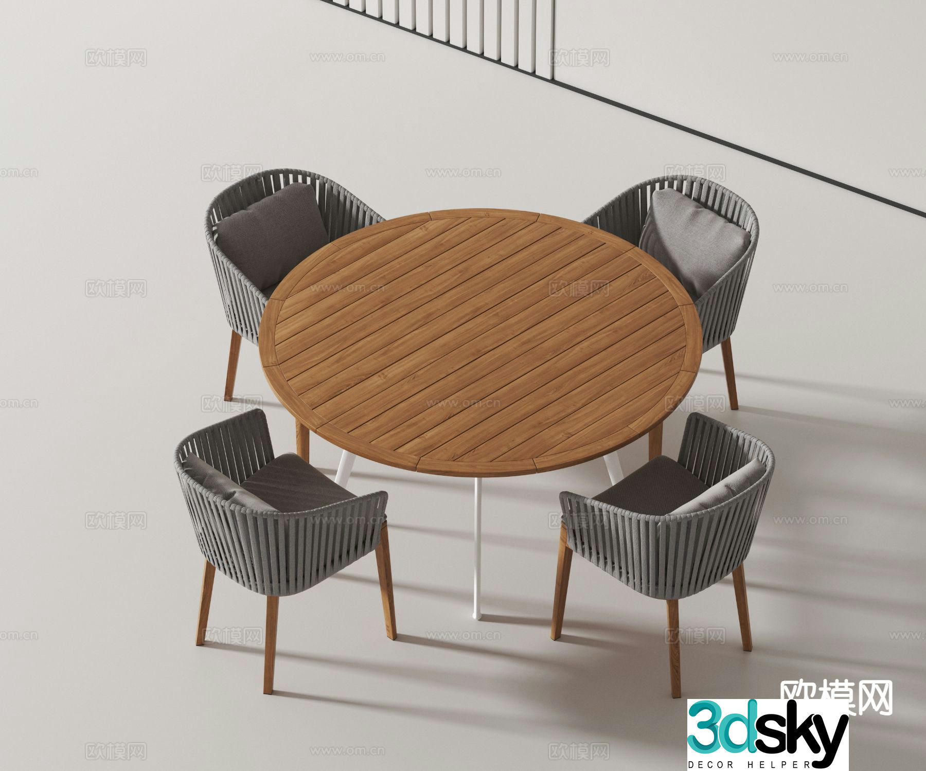 Modern round dining table and chairs 3d model