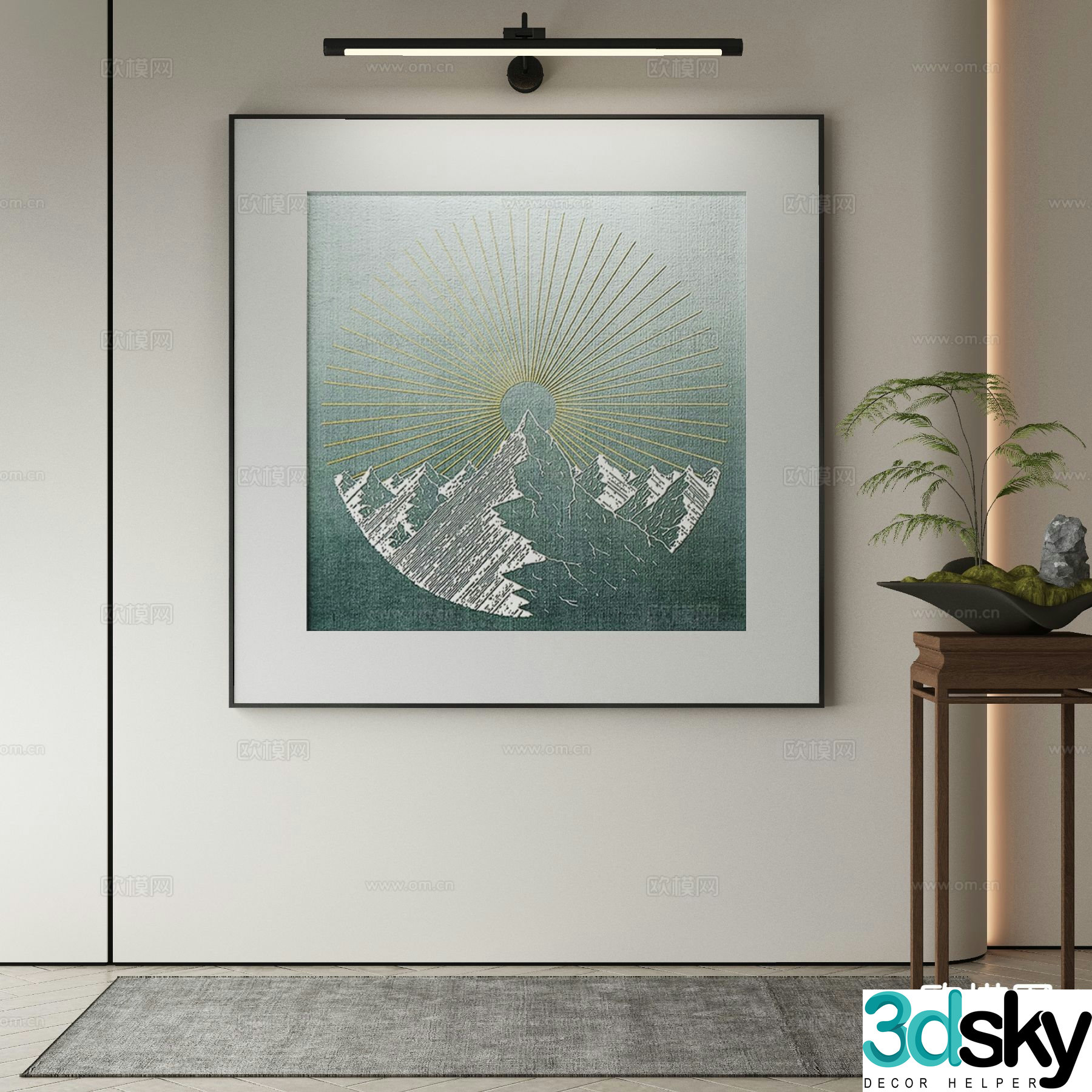 New Chinese style hanging painting decorative painting 3D model